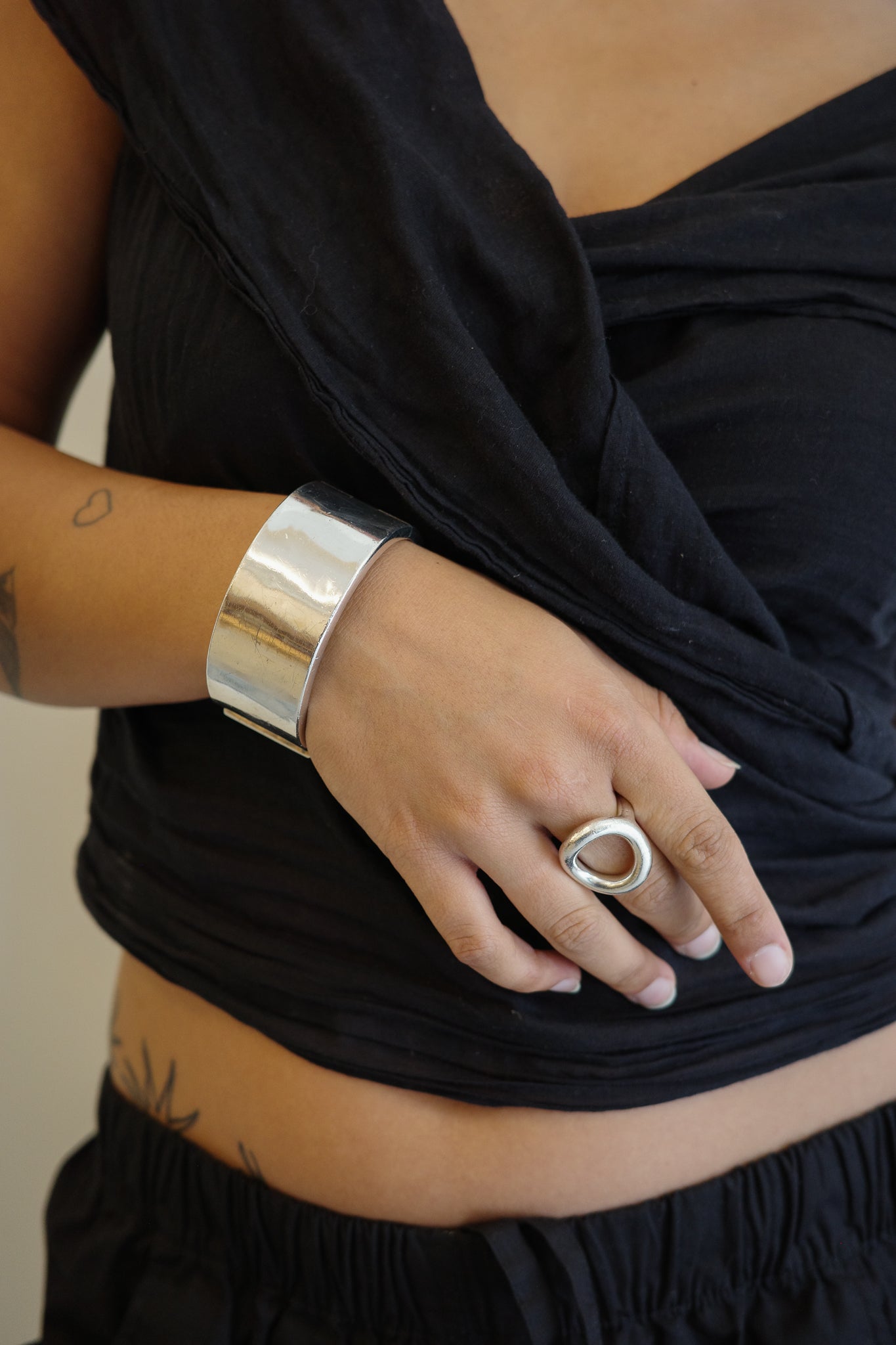 Wide sterling hinged bangle