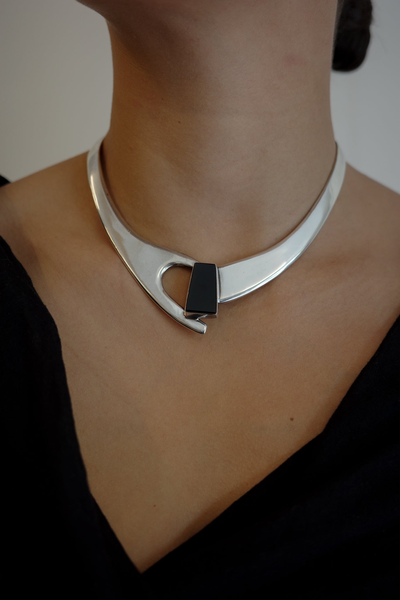Mexican collar with black onyx stone