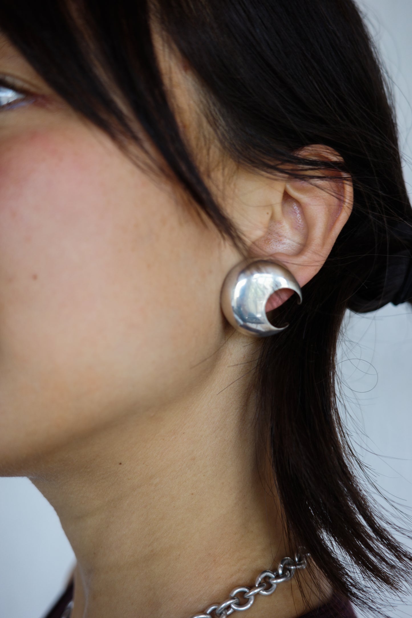 chunky moon silver vintage earrings jewellery