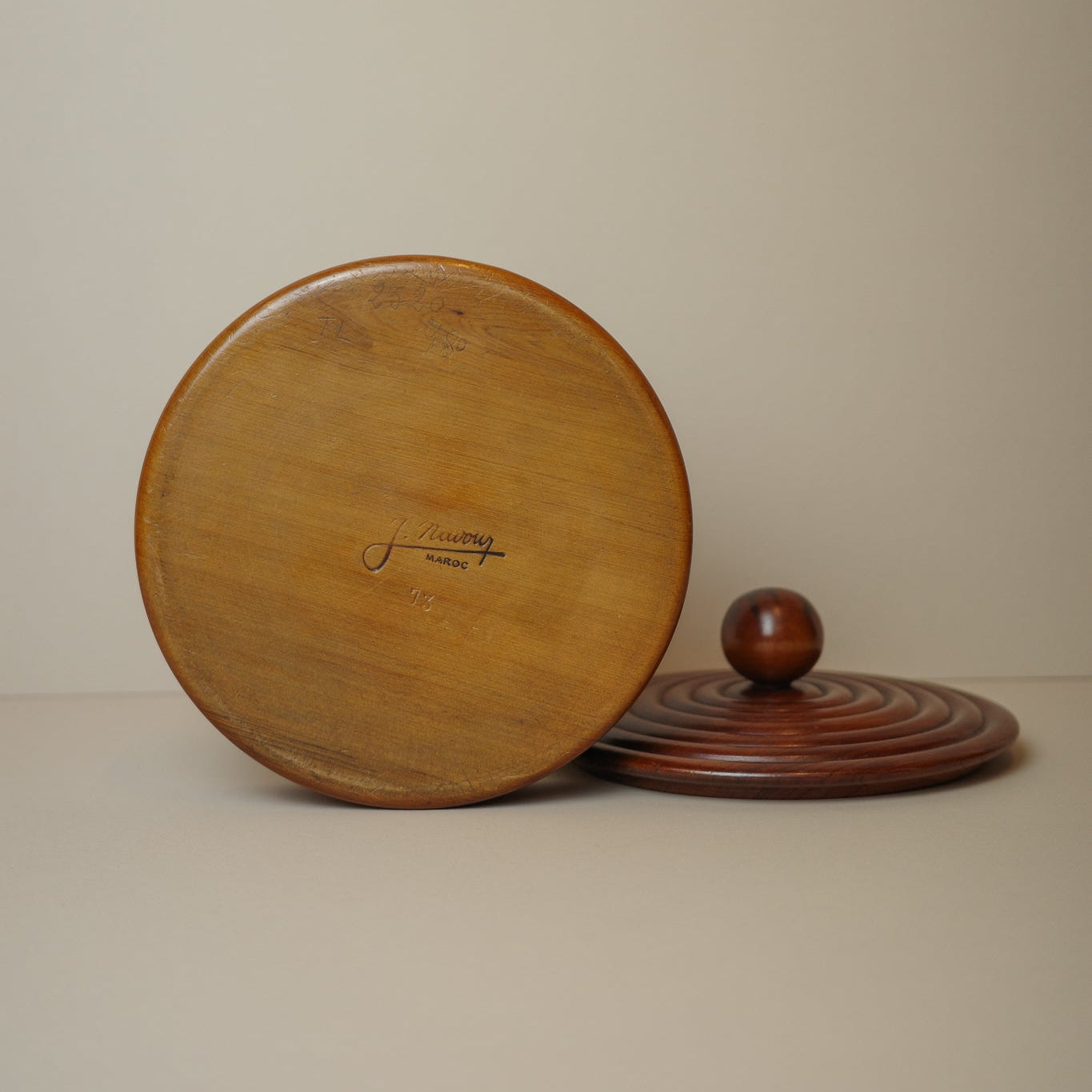 Vintage 1973 Moroccan Turned Wood Box