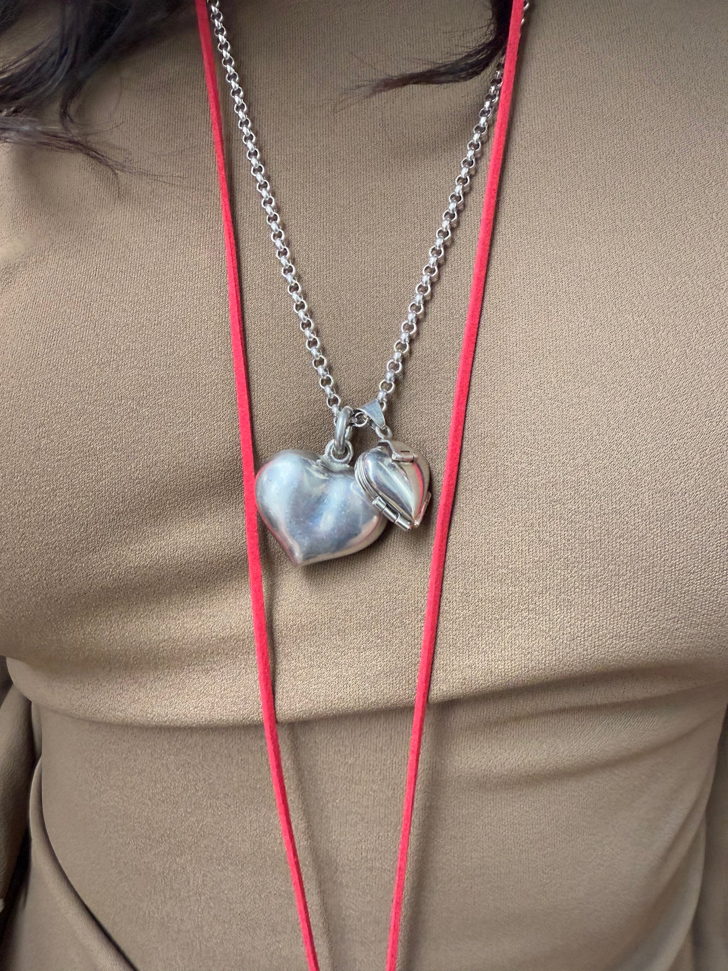 Heavy chubby heart silver pendant