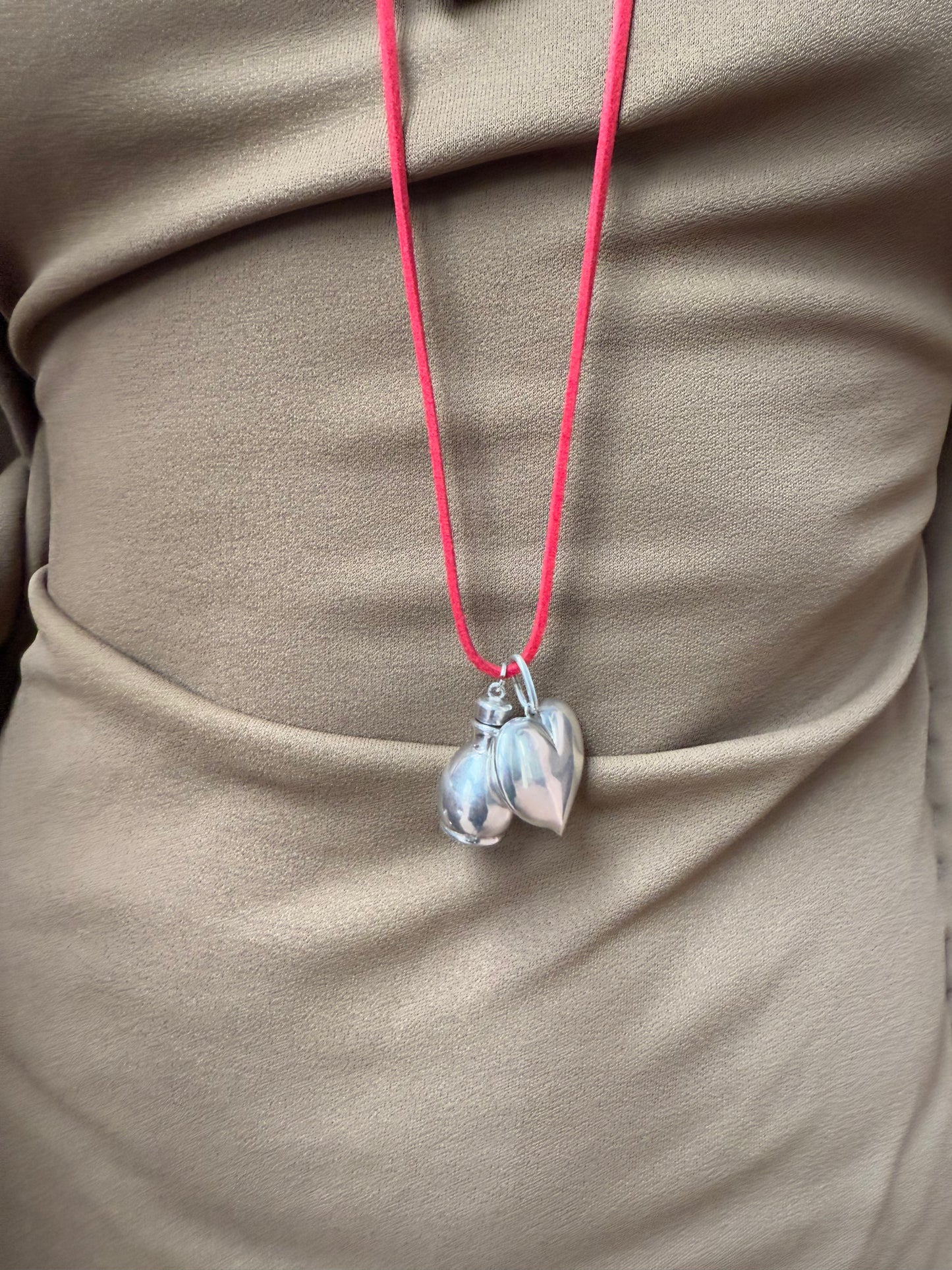 Heavy chubby heart silver pendants