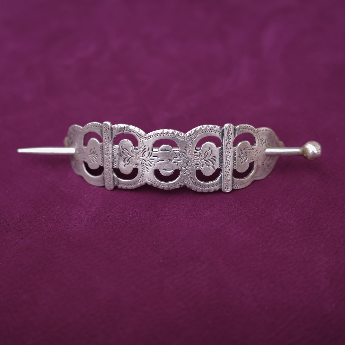Solid silver floral hairpin