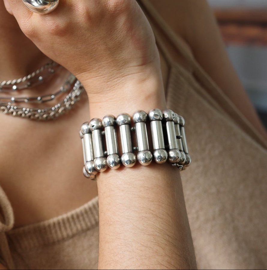 Wide sterling wristband