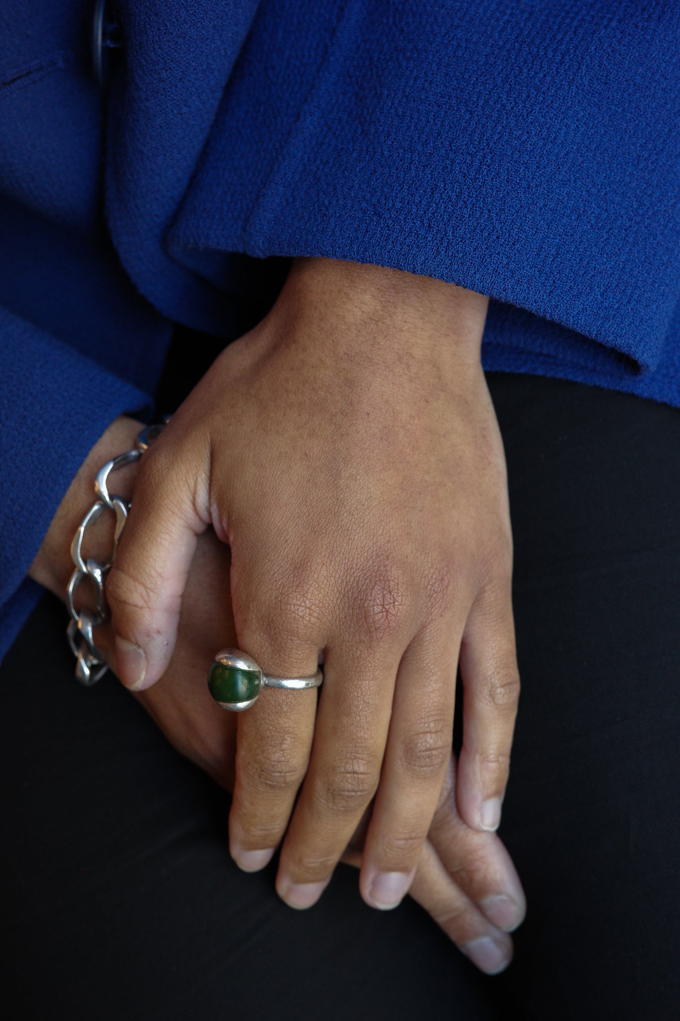 Sculptural green onyx ring