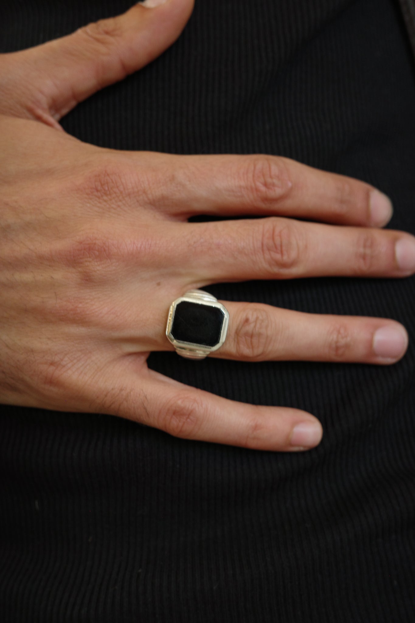 black onyx antique signet ring