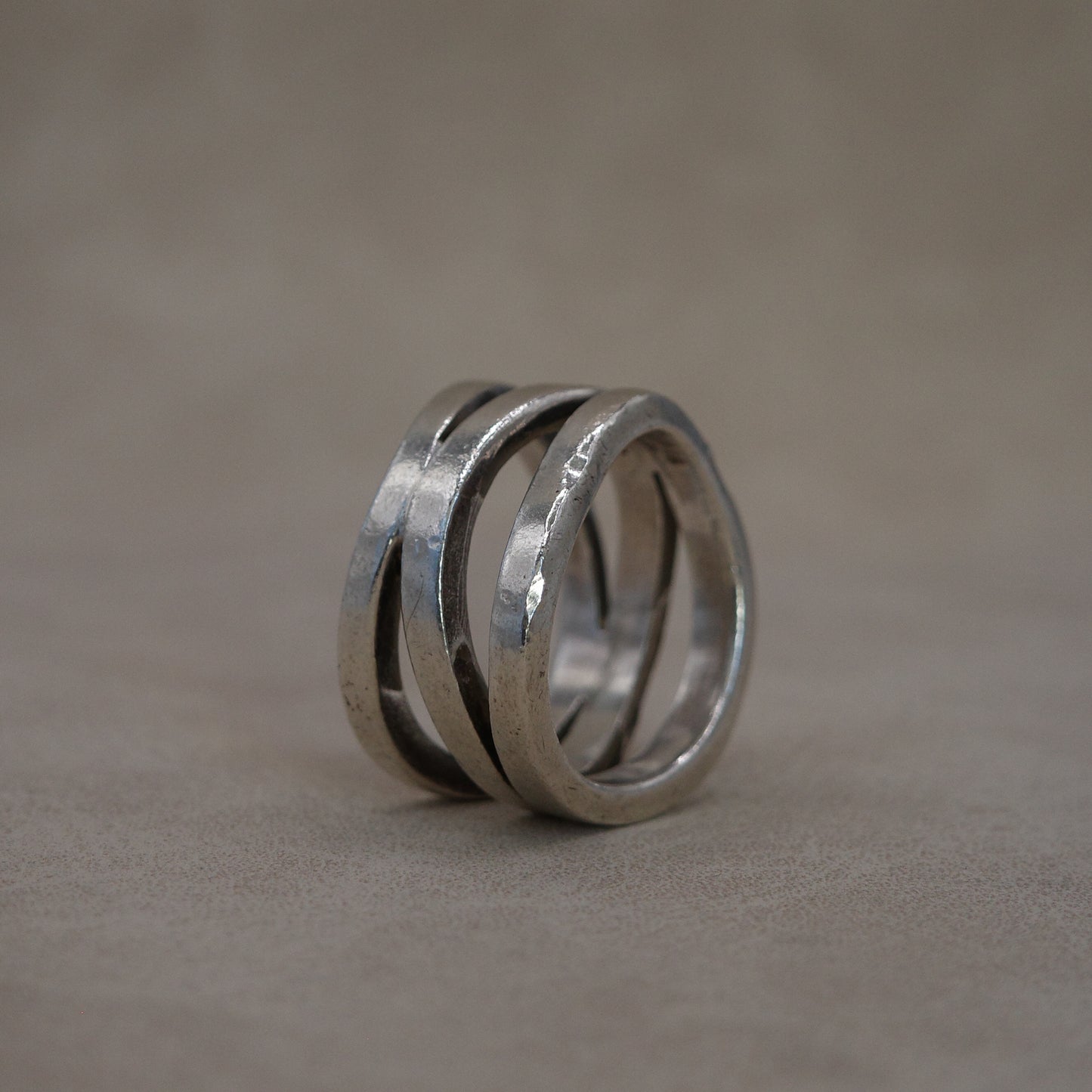 Three layered imperfect band ring by Palle Bisgaard
