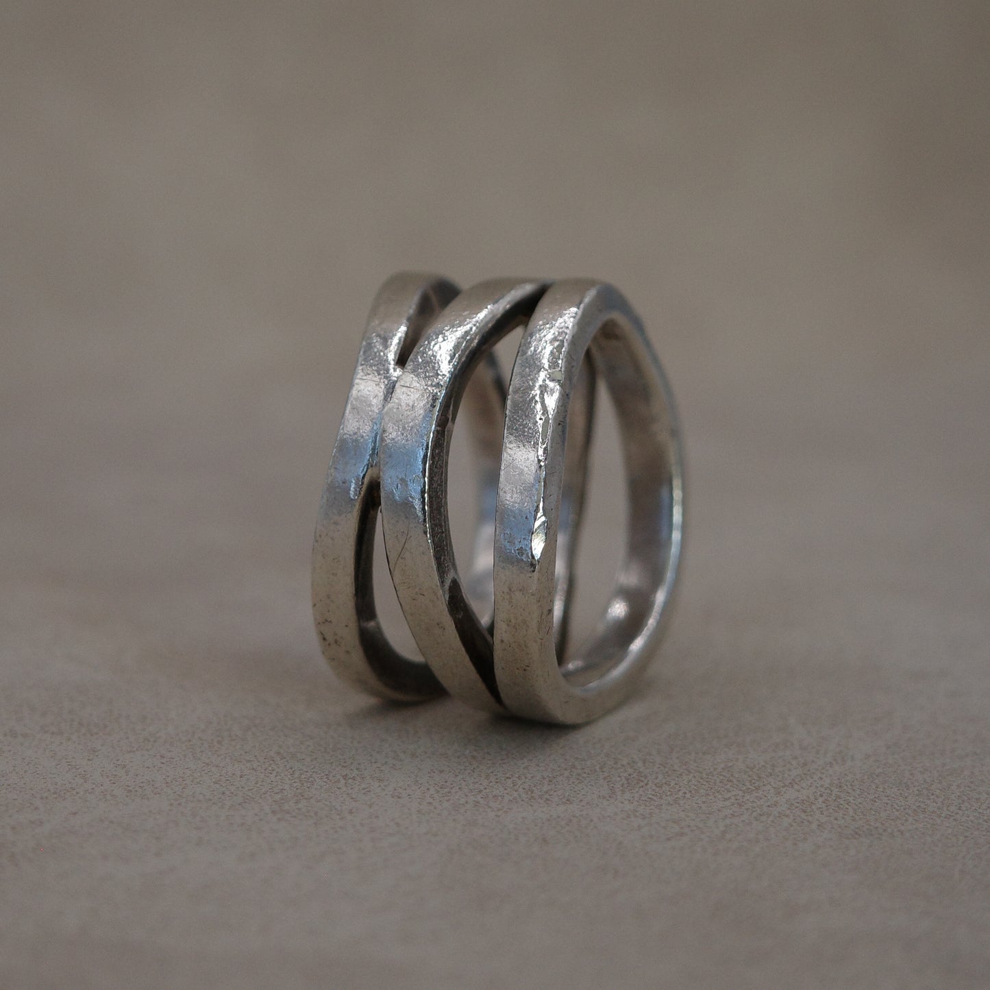 Three layered imperfect band ring by Palle Bisgaard