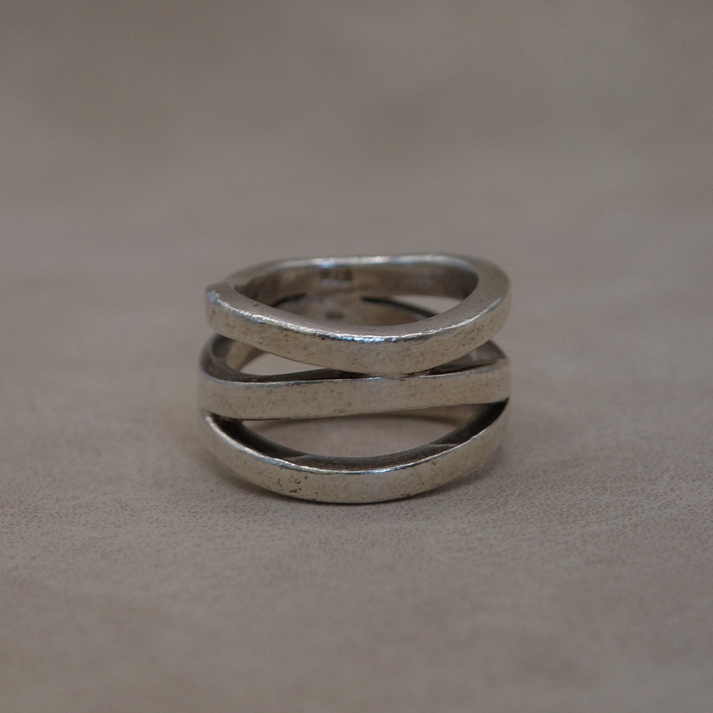 Three layered imperfect band ring by Palle Bisgaard