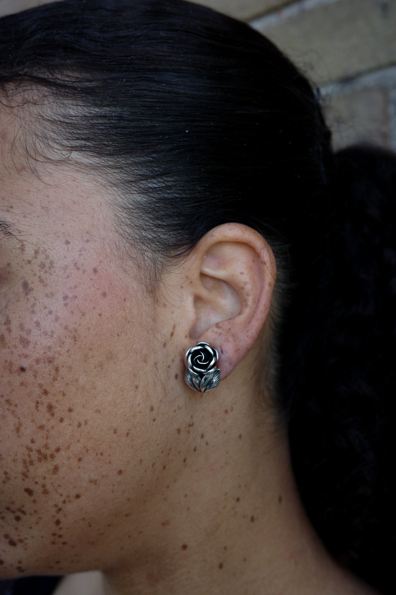 Mid-century flower ear clips