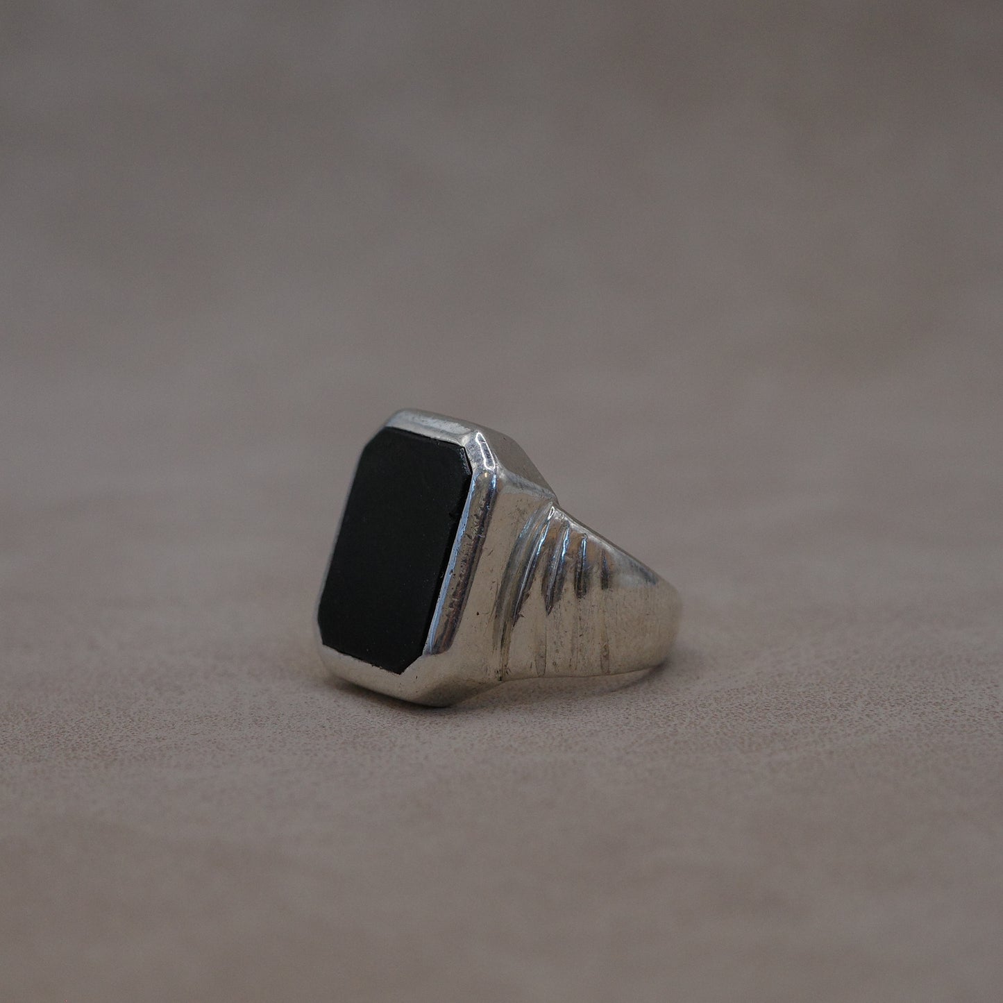 black onyx antique signet ring