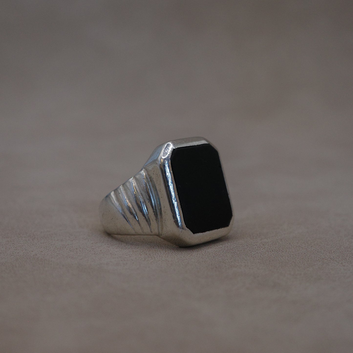 black onyx antique signet ring