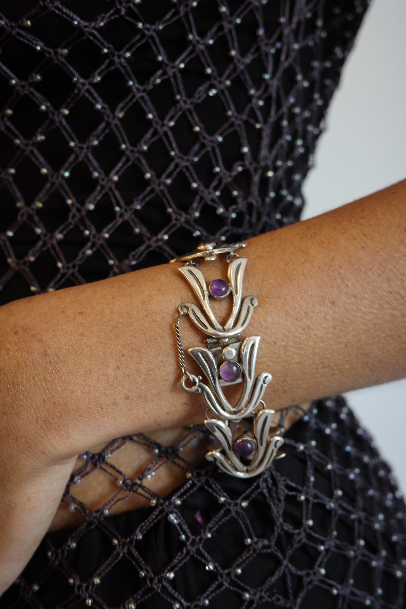 1970s Mexican hand-band with amethyst