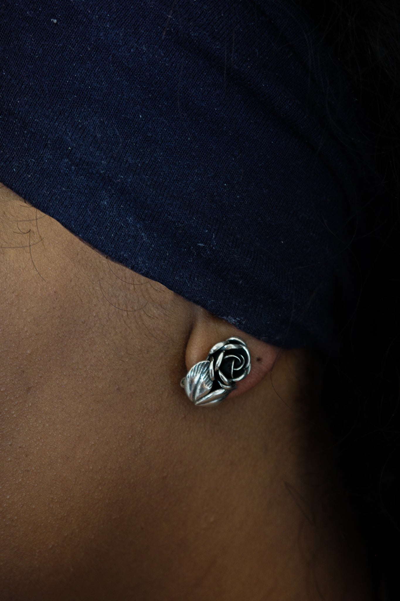 Mid-century flower ear clips