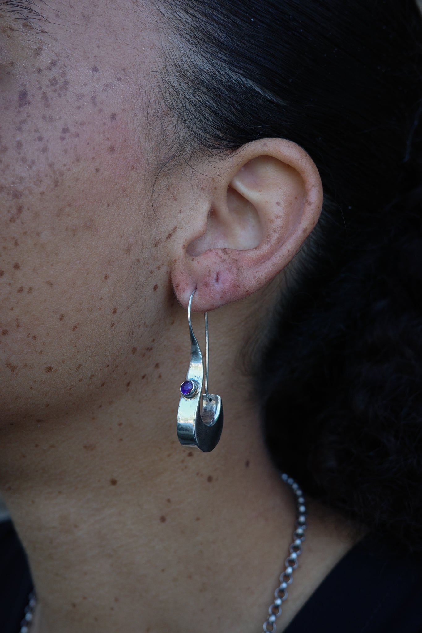 Sculptural amethyst drop earrings