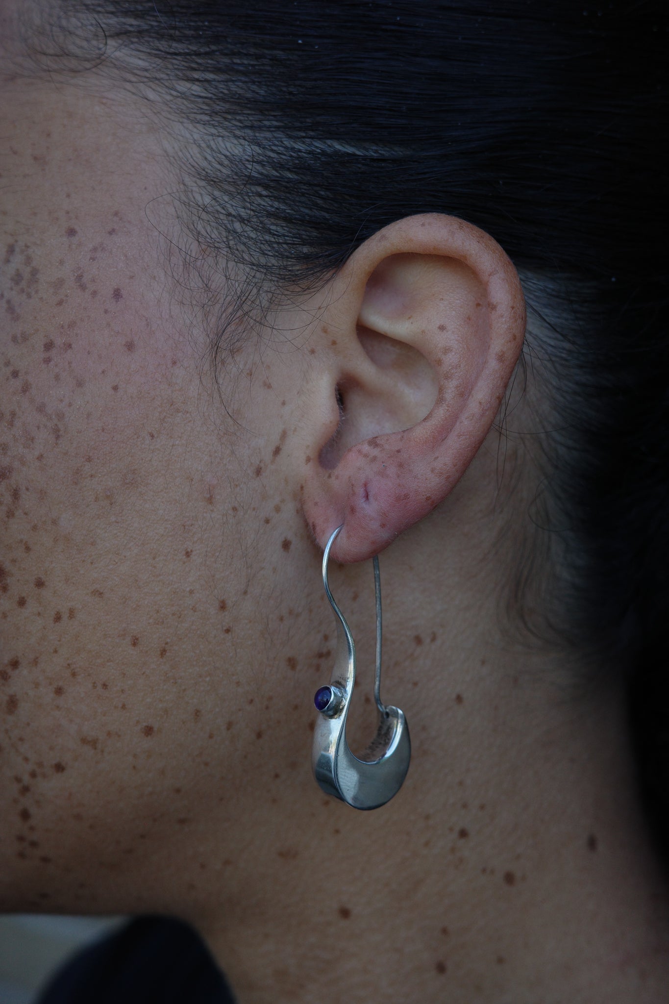 Sculptural amethyst drop earrings