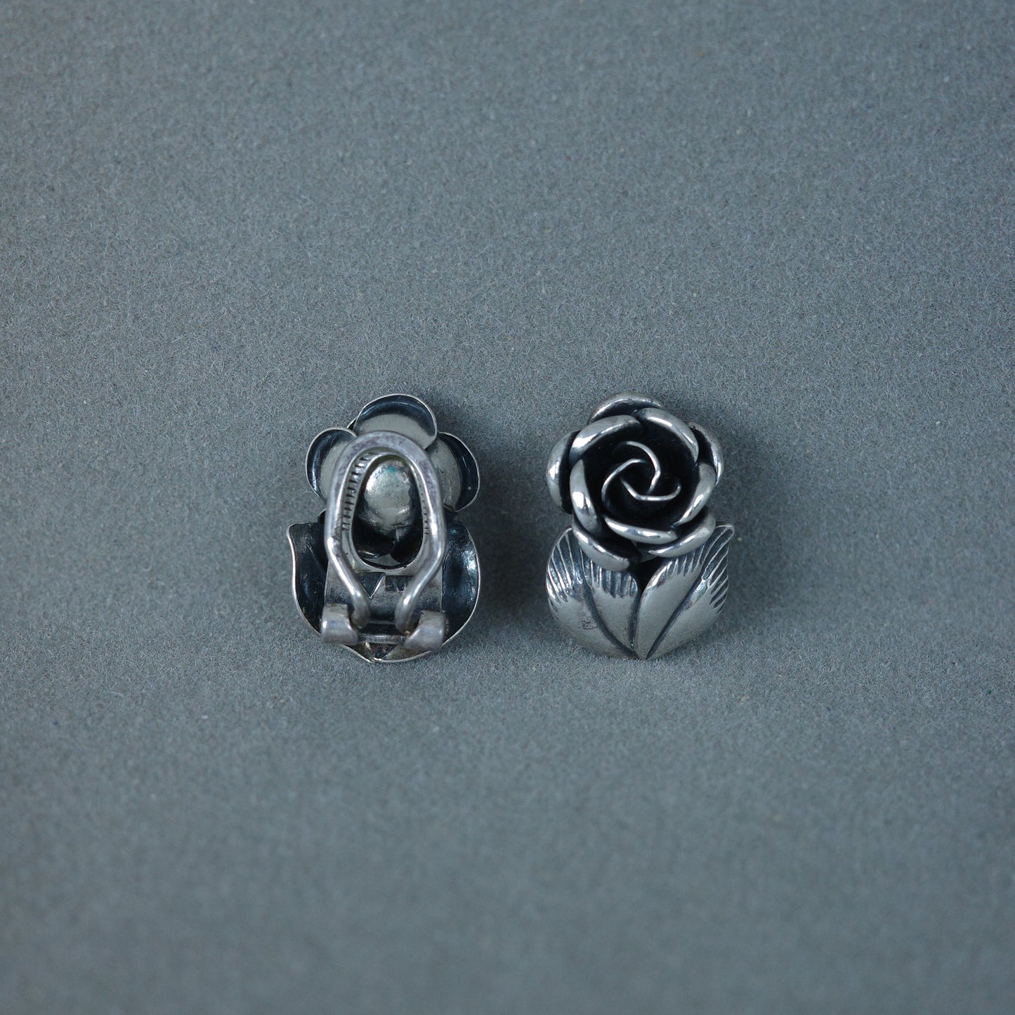 Mid-century flower ear clips