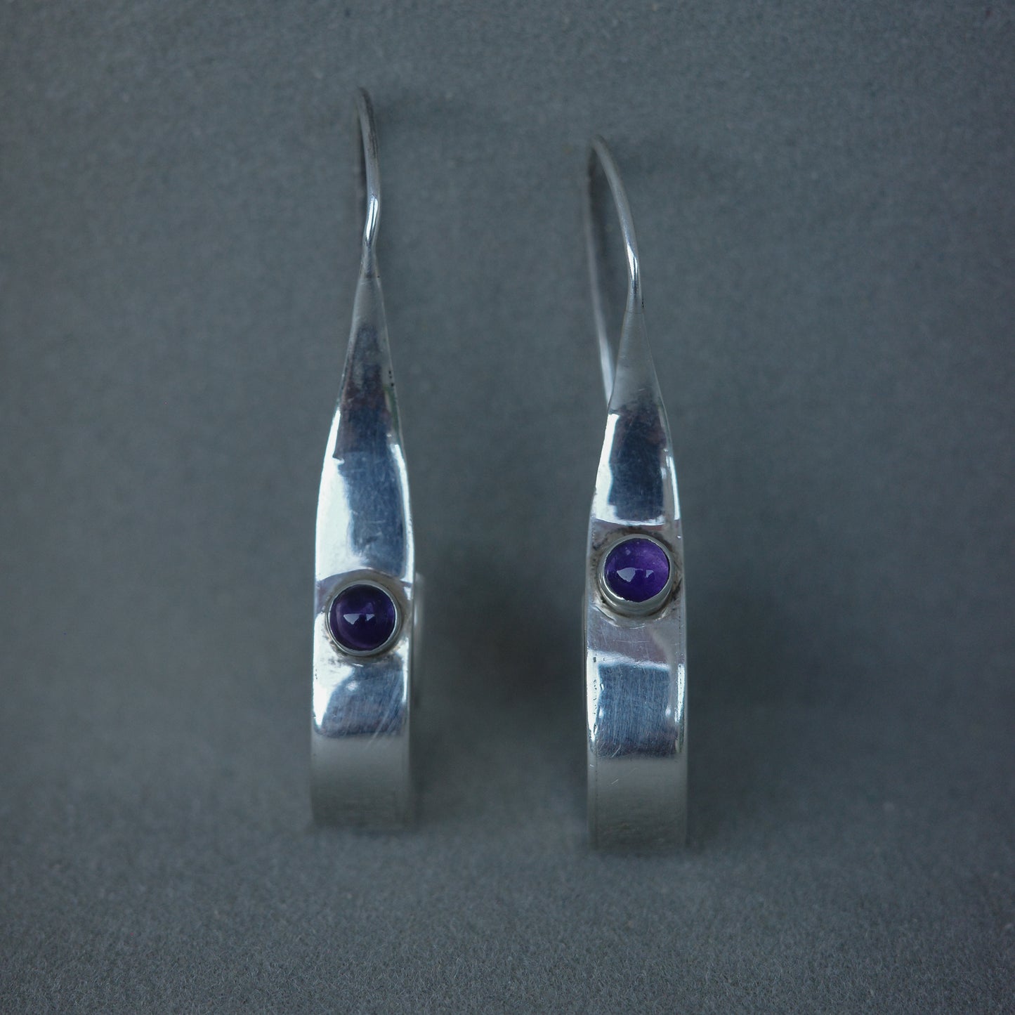 Sculptural amethyst drop earrings