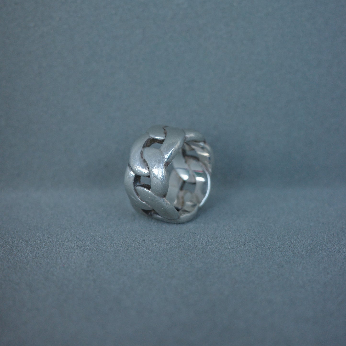 Flat braided solid sterling ring