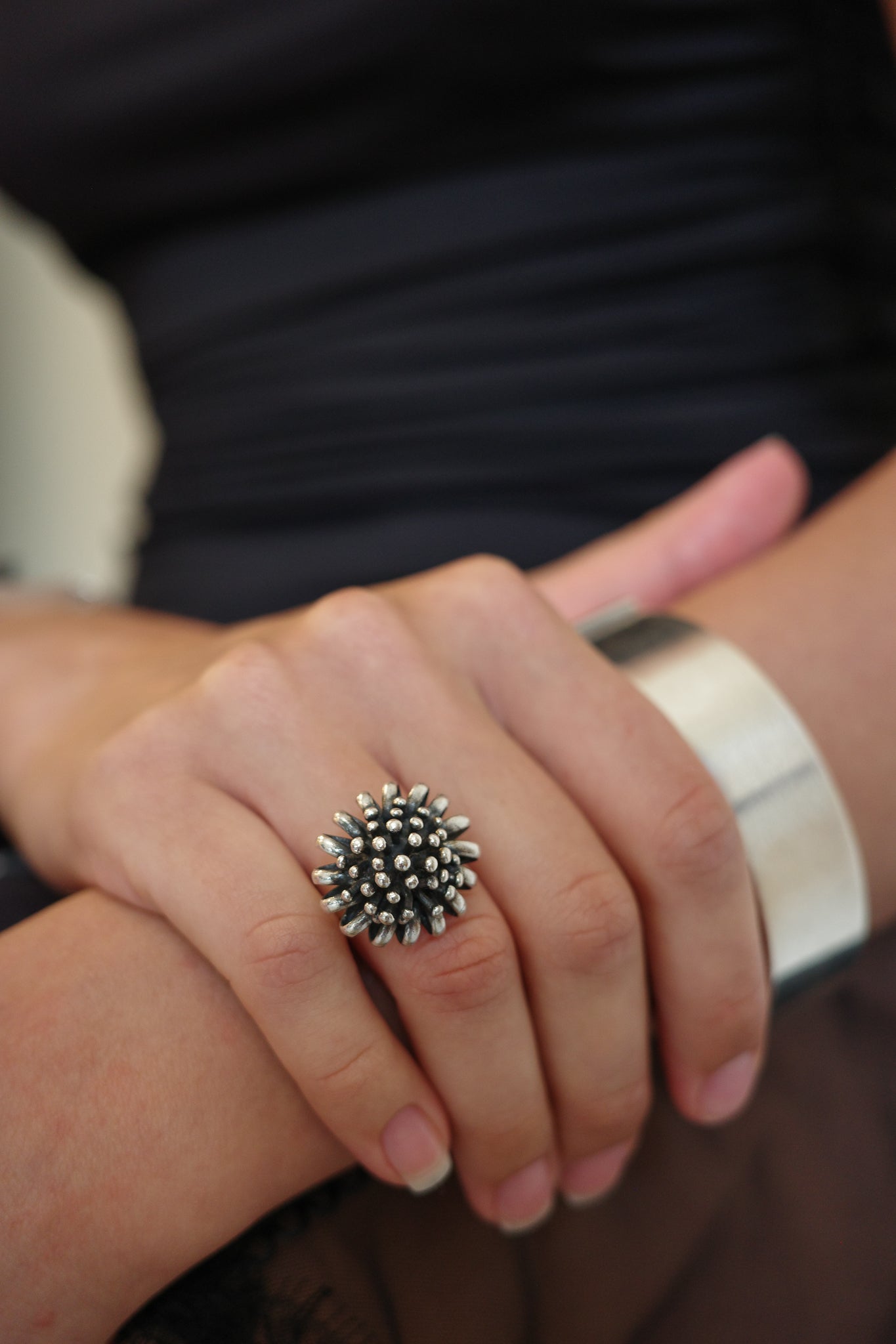 1940s abstract flower ring by Friedrich Knödler