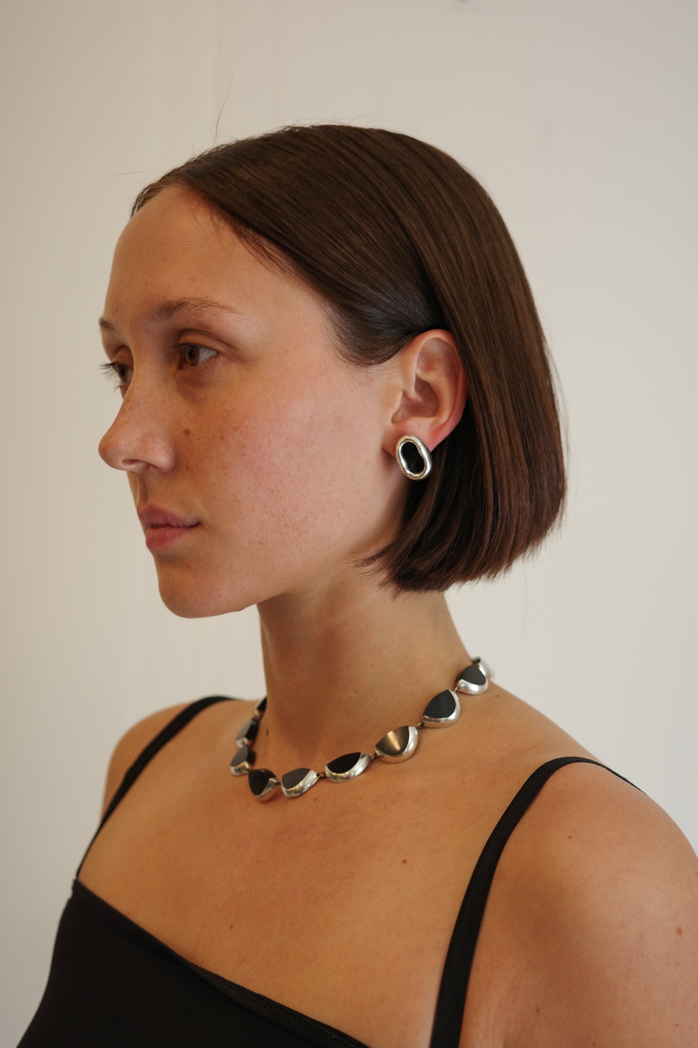 Black Onyx and Silver Neck Piece