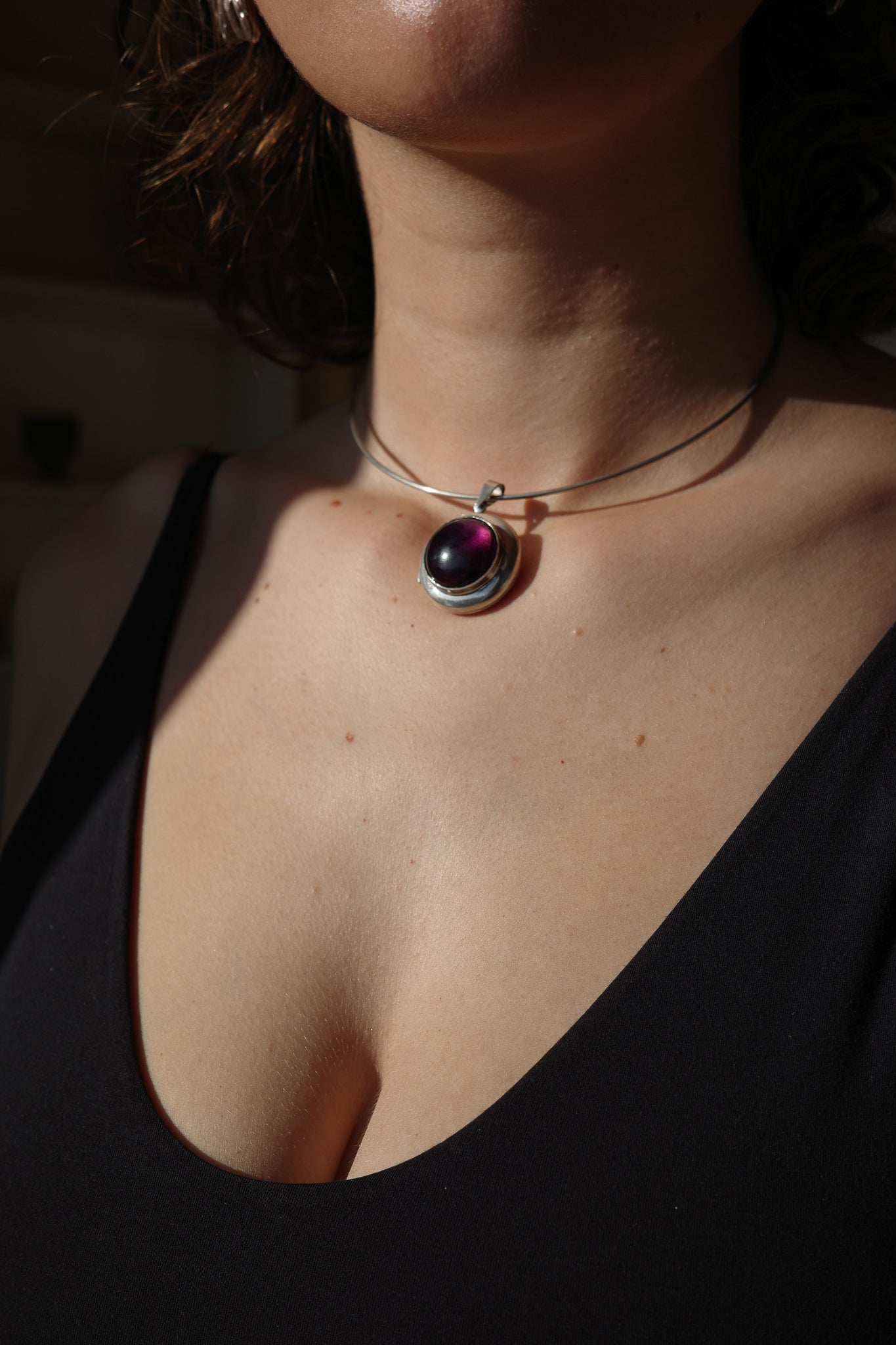 amethyst photobox silver pendant