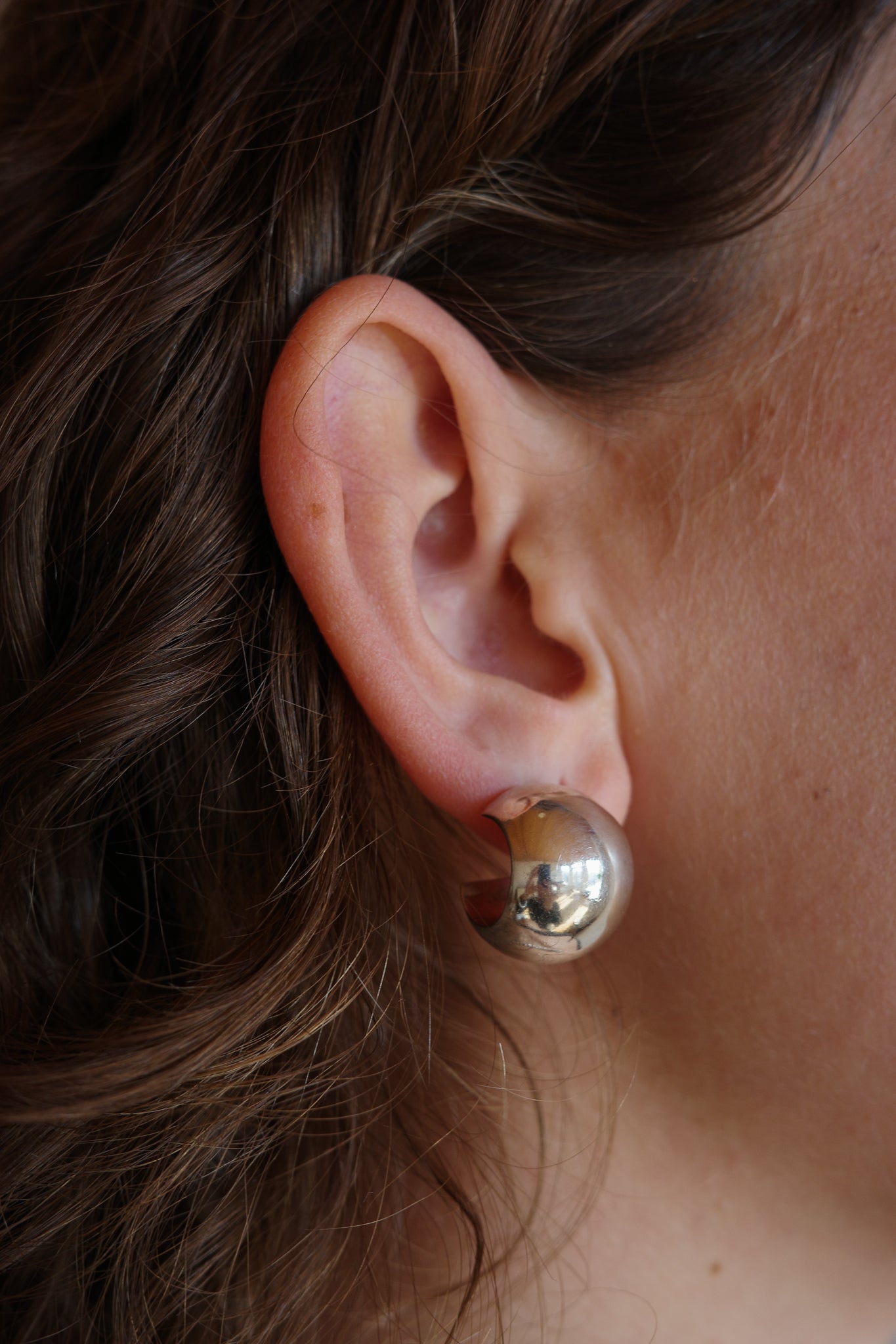 small chubby silver hoops