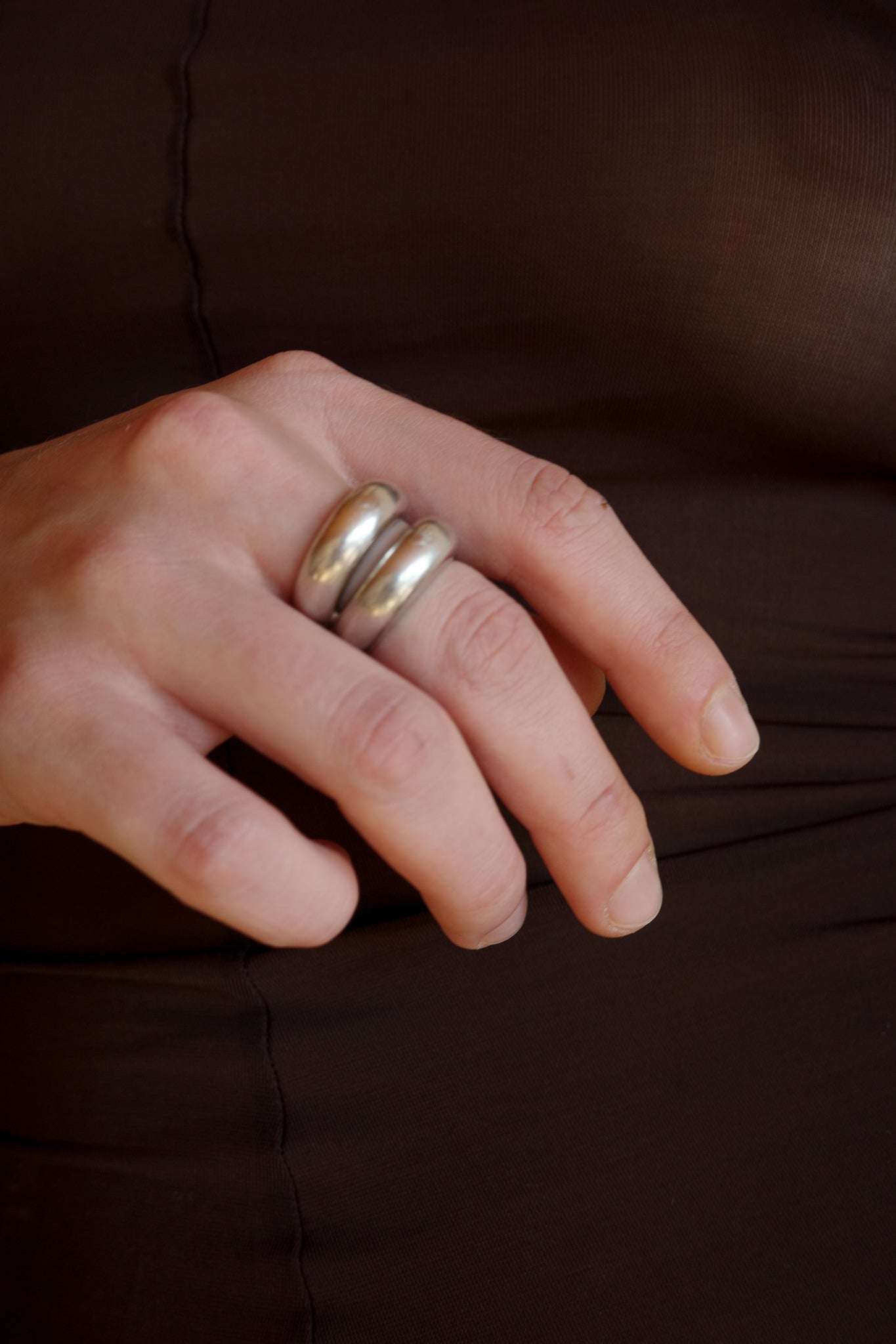 double chunky silver ring