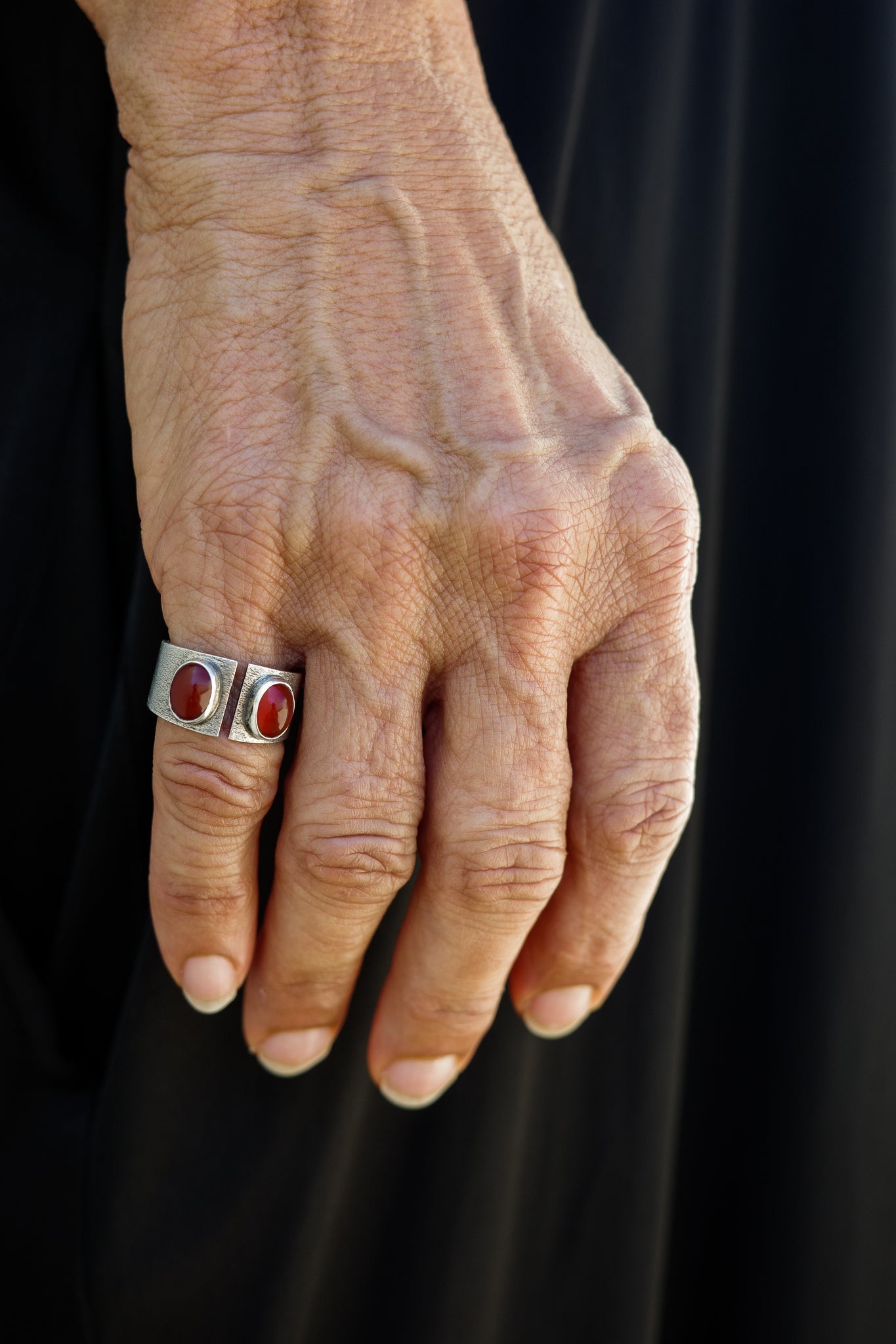 lady bug split silver ring