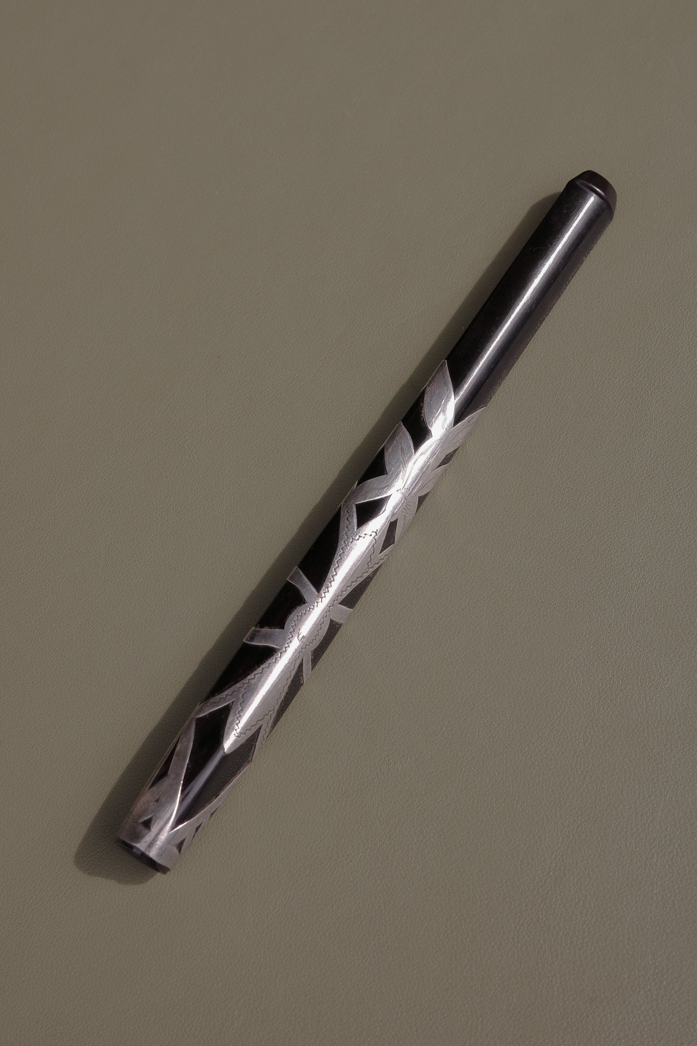 Art Deco Cigarette Holder With Silver Overlay