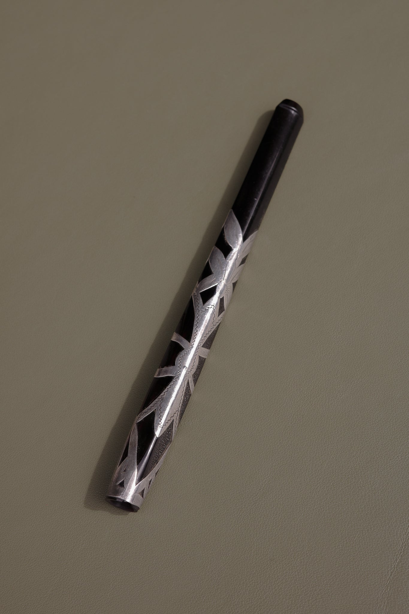 Art Deco Cigarette Holder With Silver Overlay