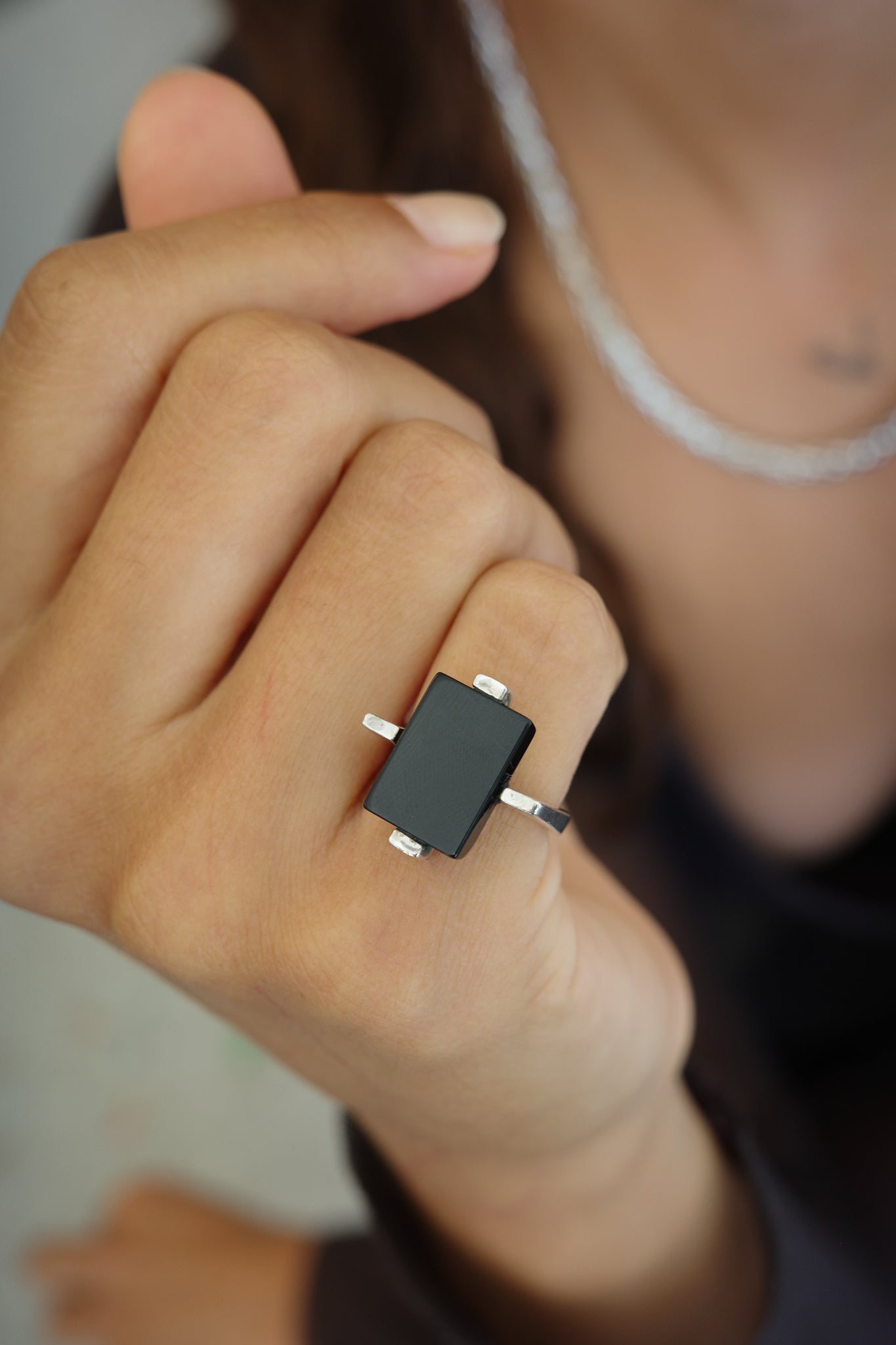 Unique black onyx ring