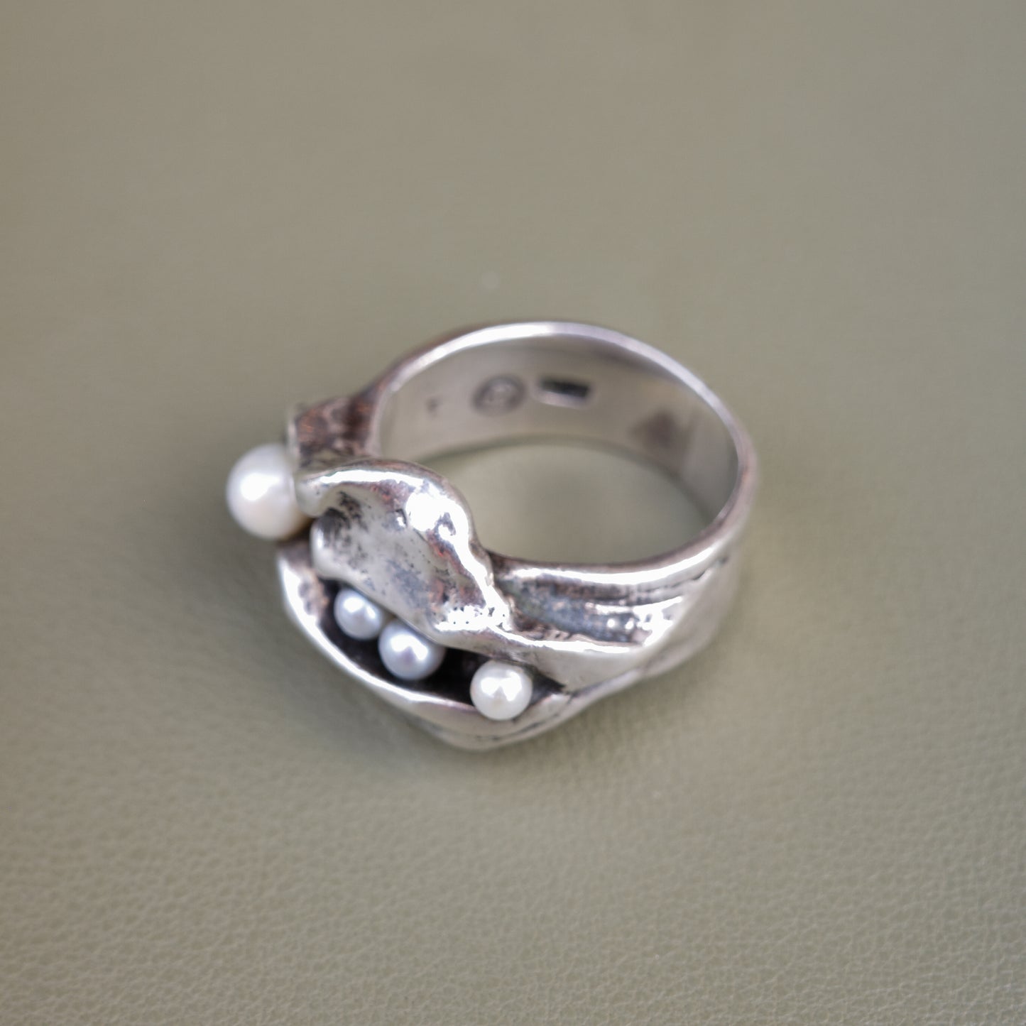 Rare Brutalist Pearl Ring