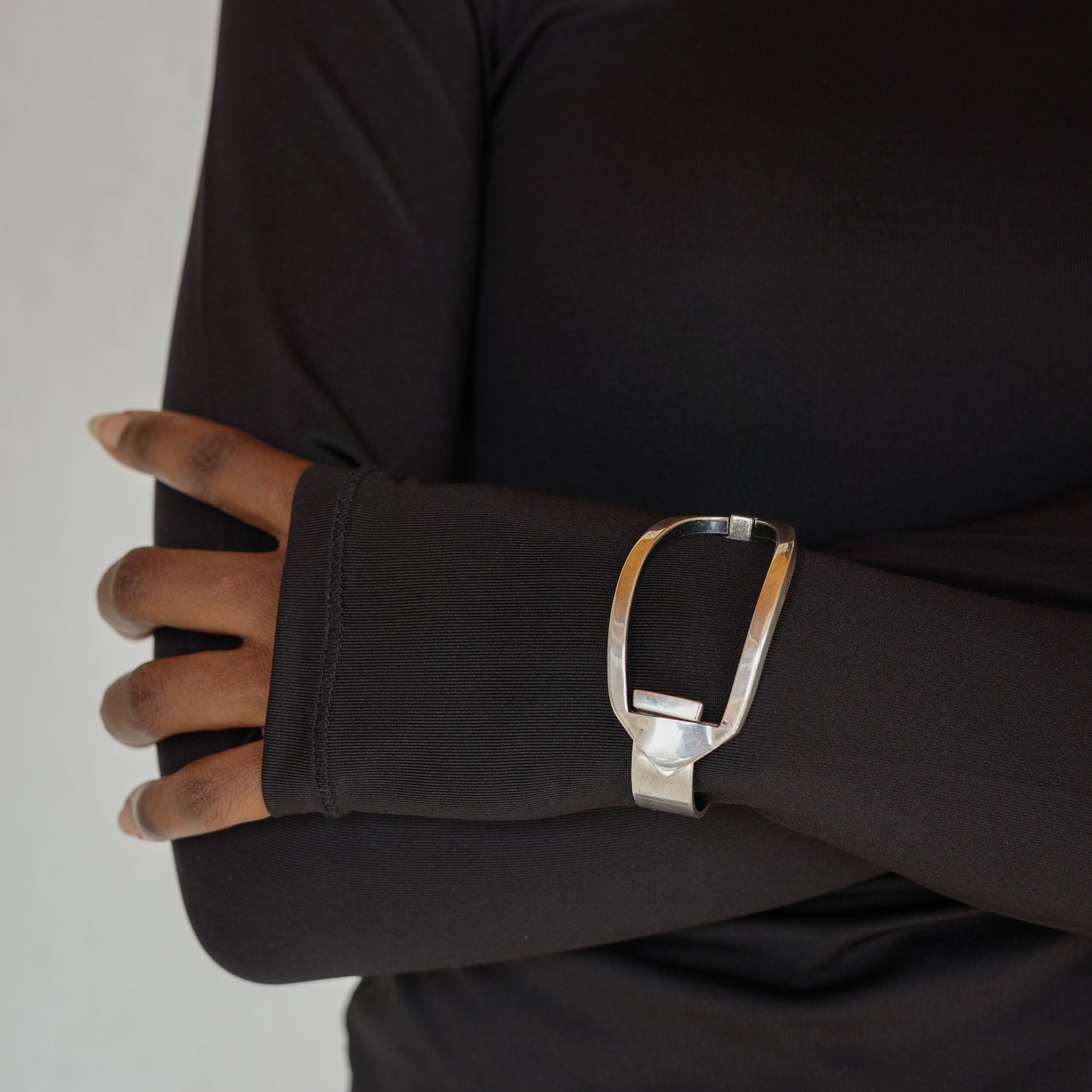 modernist clip silver cuff