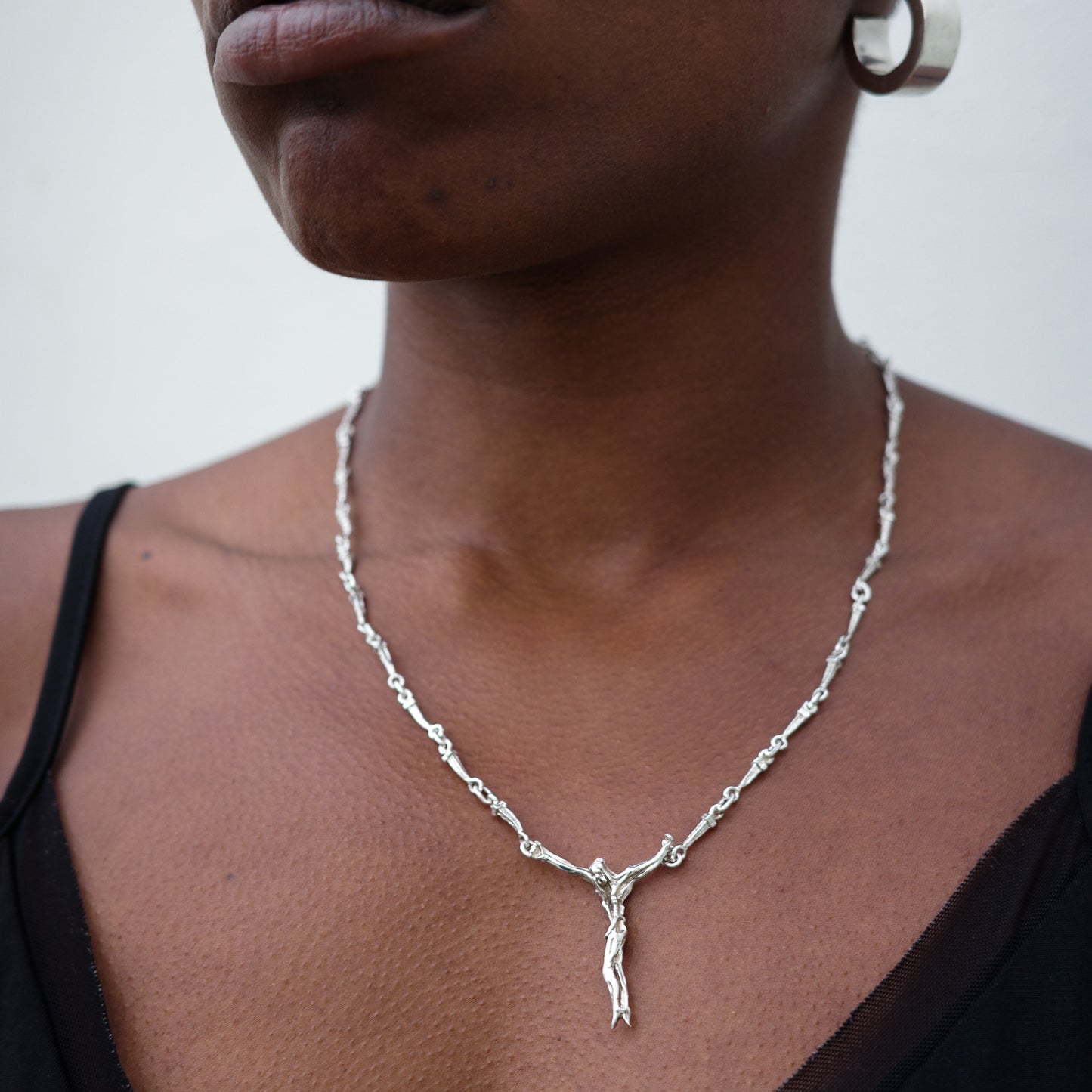 sterling crucified Jesus neck piece