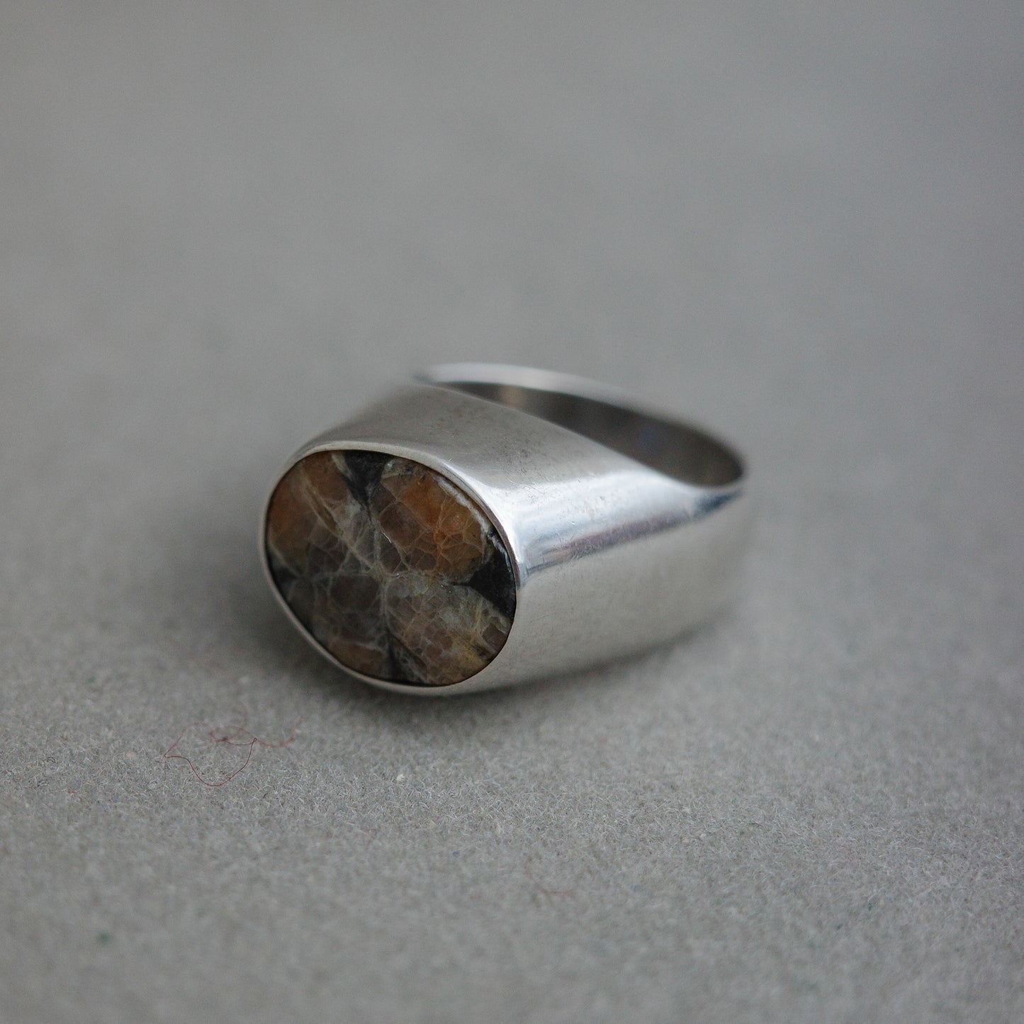 Modernist Chiastolite ring