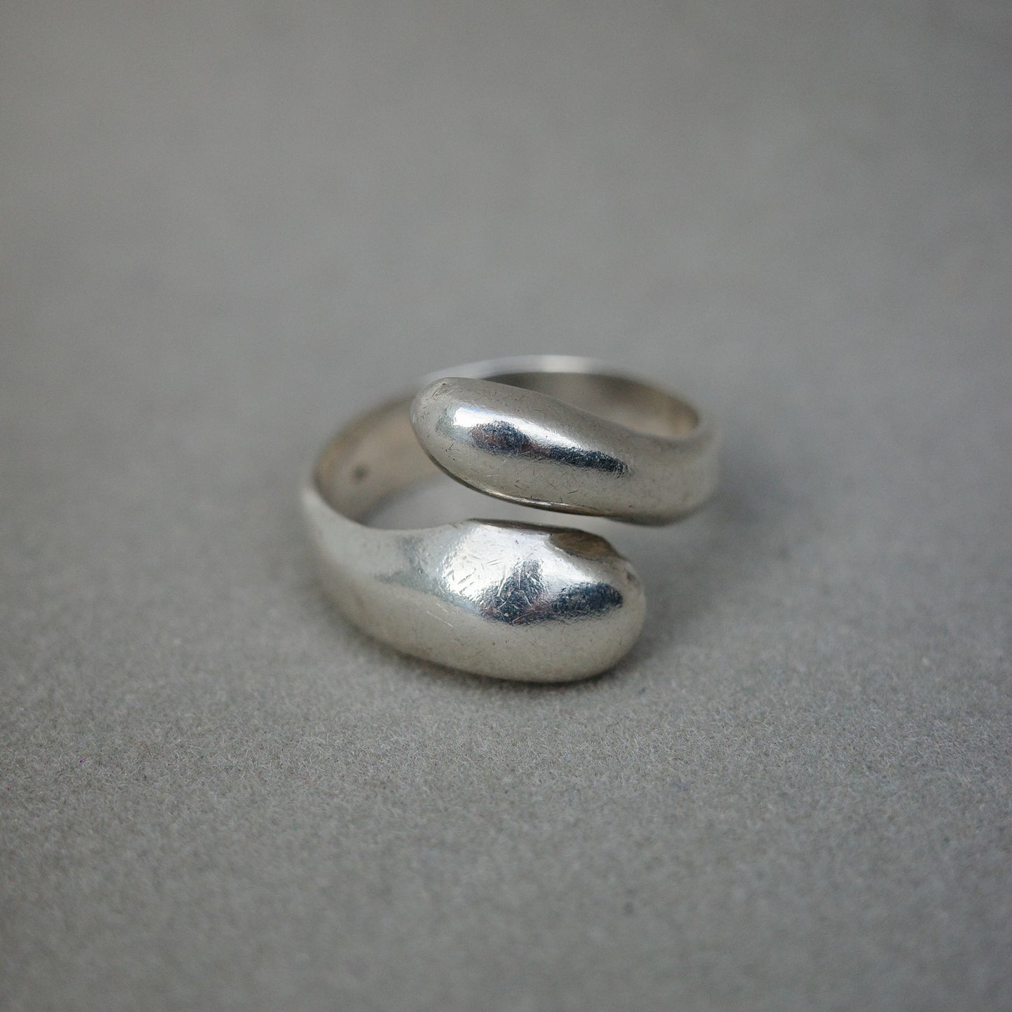 big size solid drop silver ring