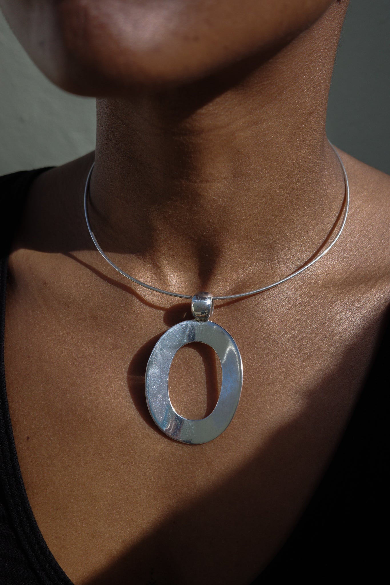 Taxco oval silver pendant