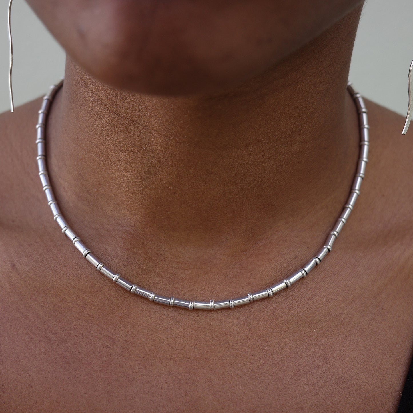 Tube link sterling necklace