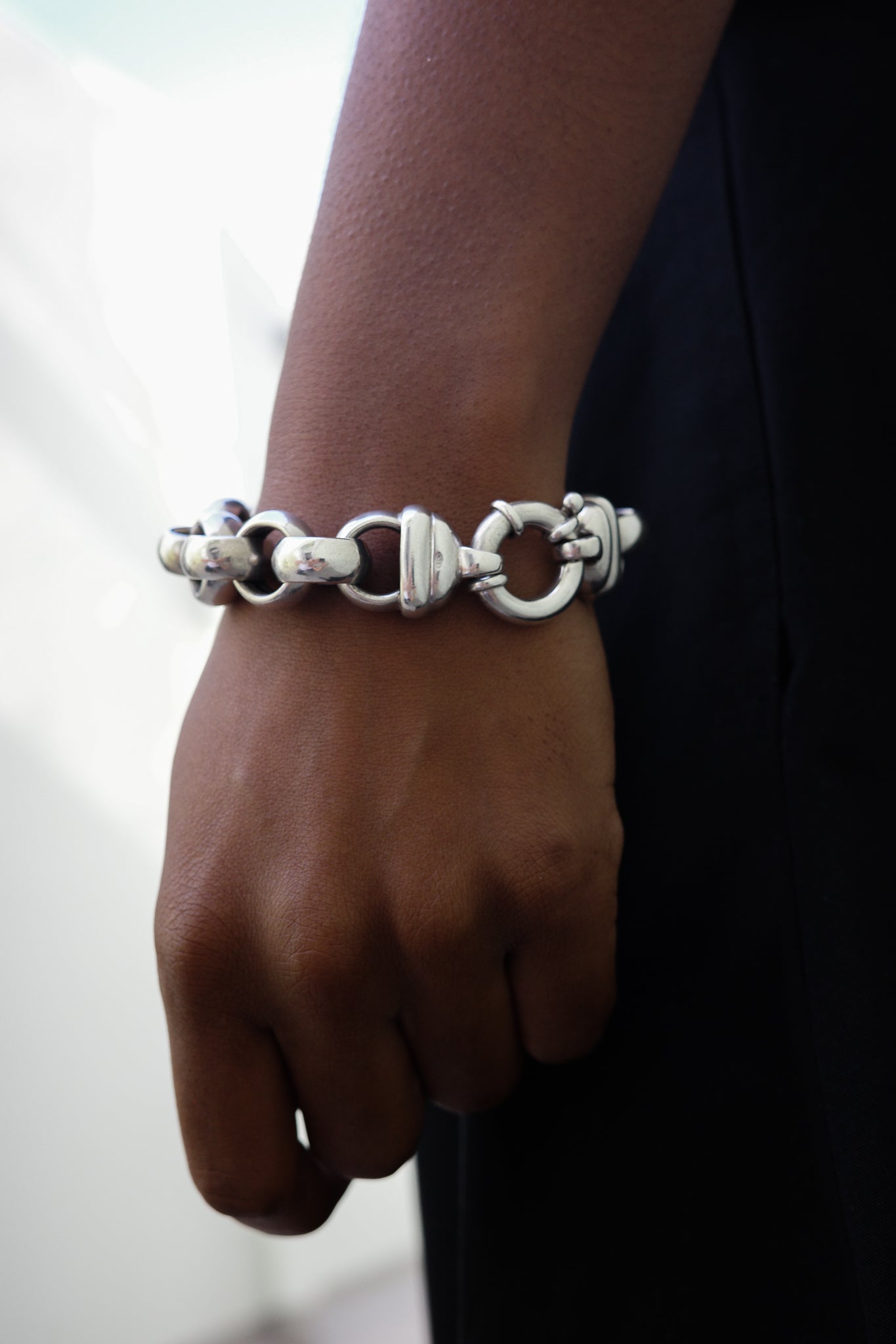 Heavy weight rolo link silver bracelet