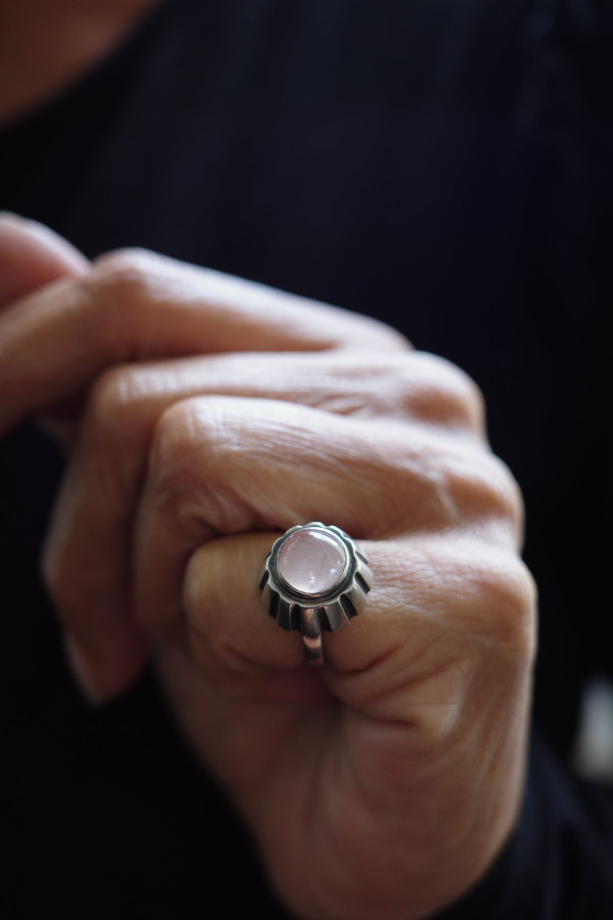 Rose Quartz pinky ring