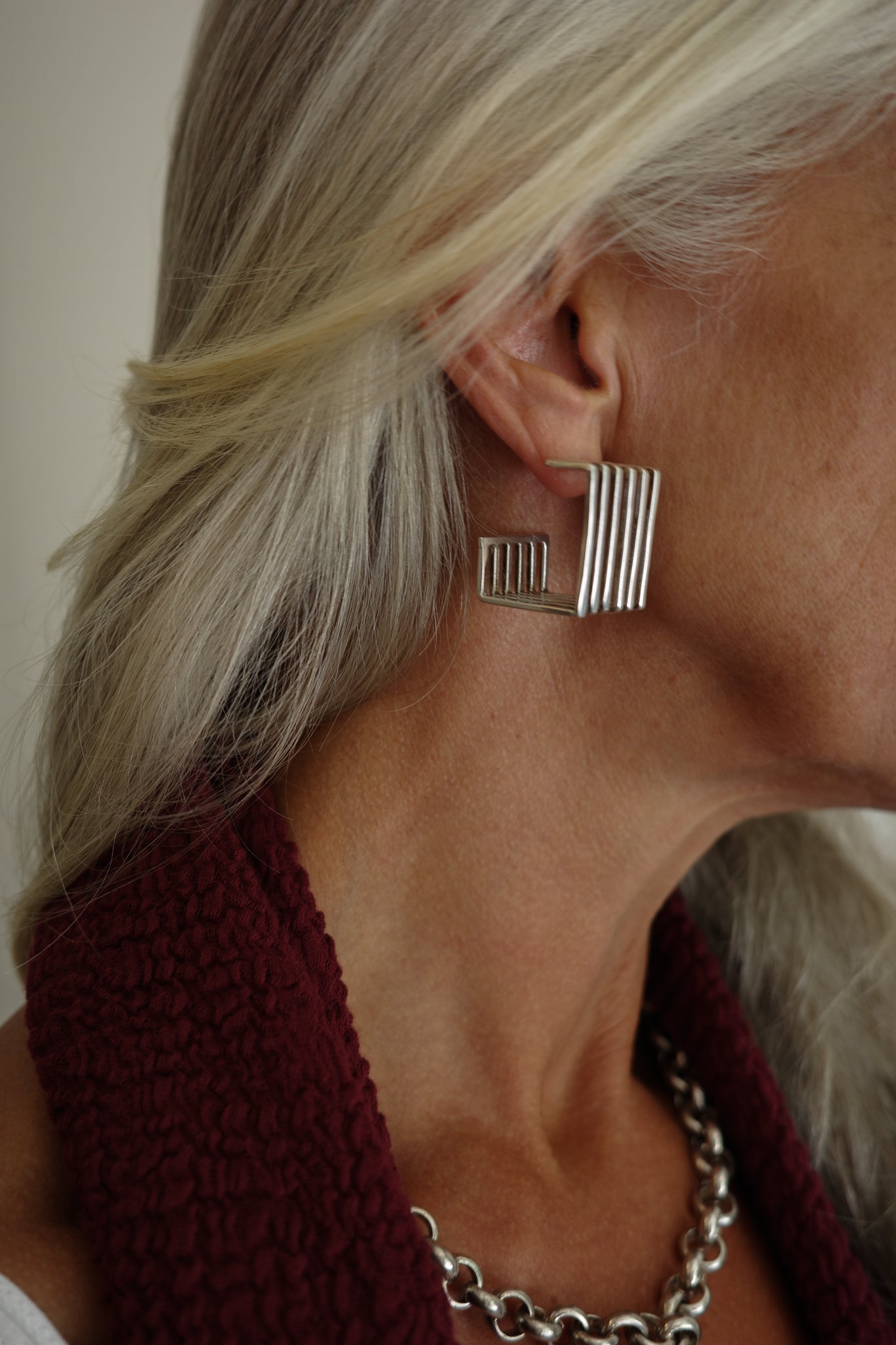 Striking Modernist Square Earrings