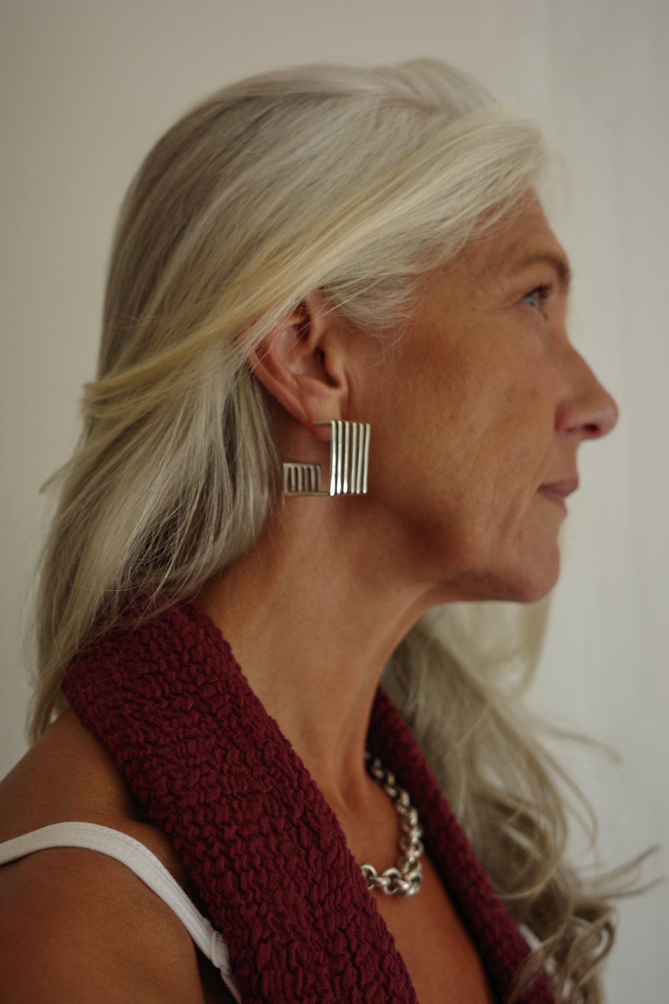 Striking Modernist Square Earrings