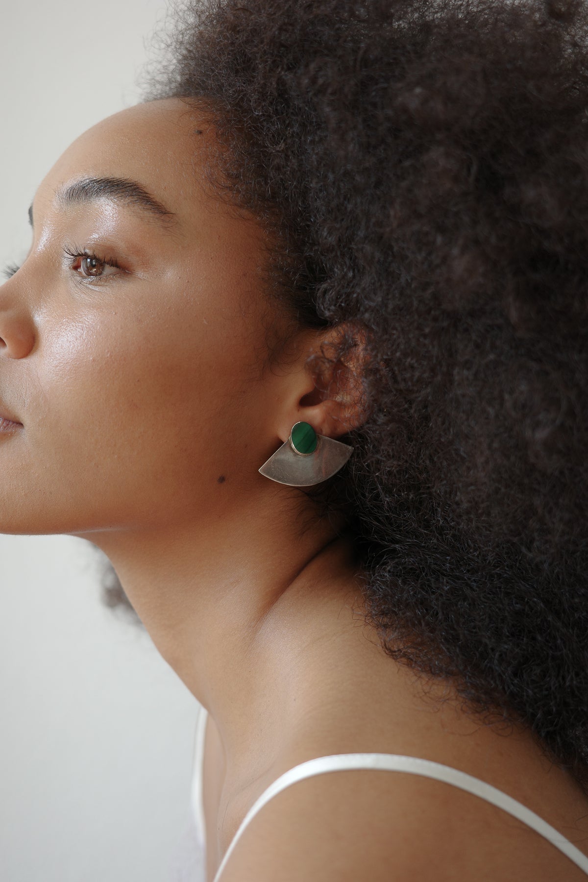 Malachite flat pannel earrings malachite cabochon