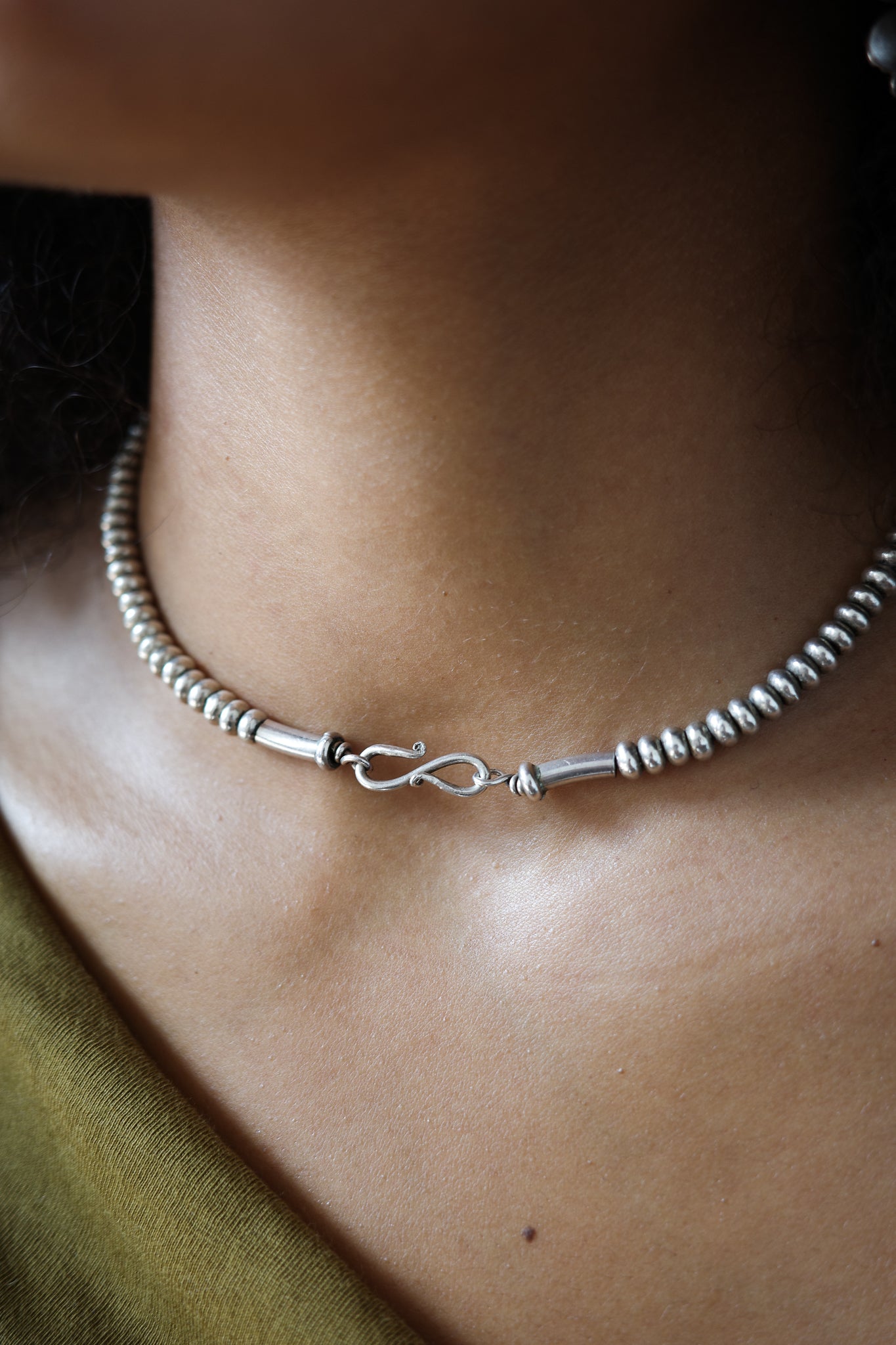 Solid silver bead necklace