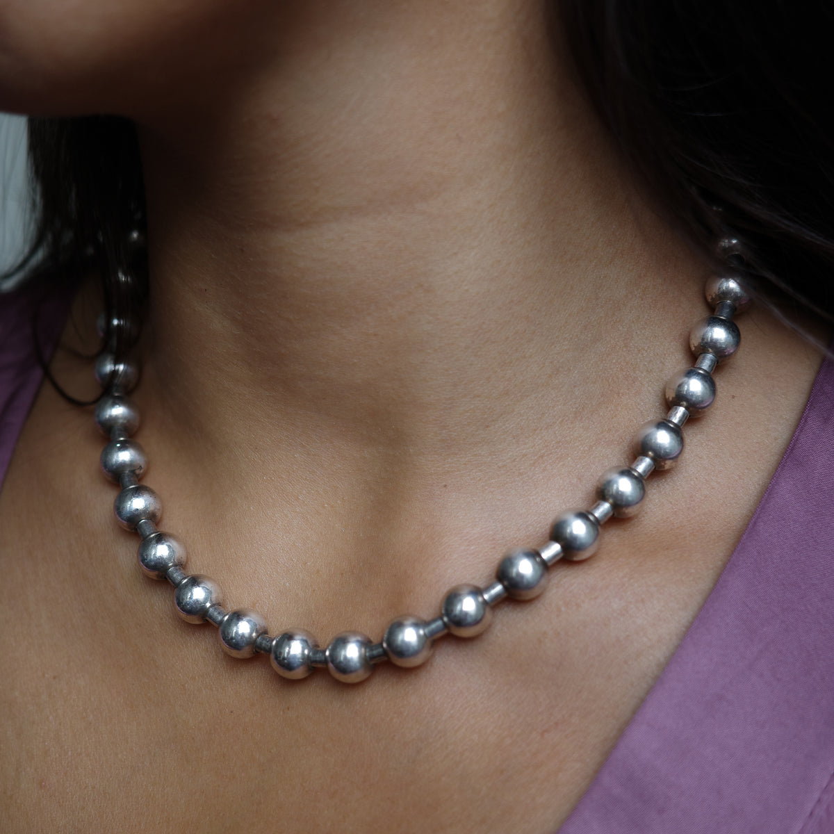 Heavy weight sphere necklace