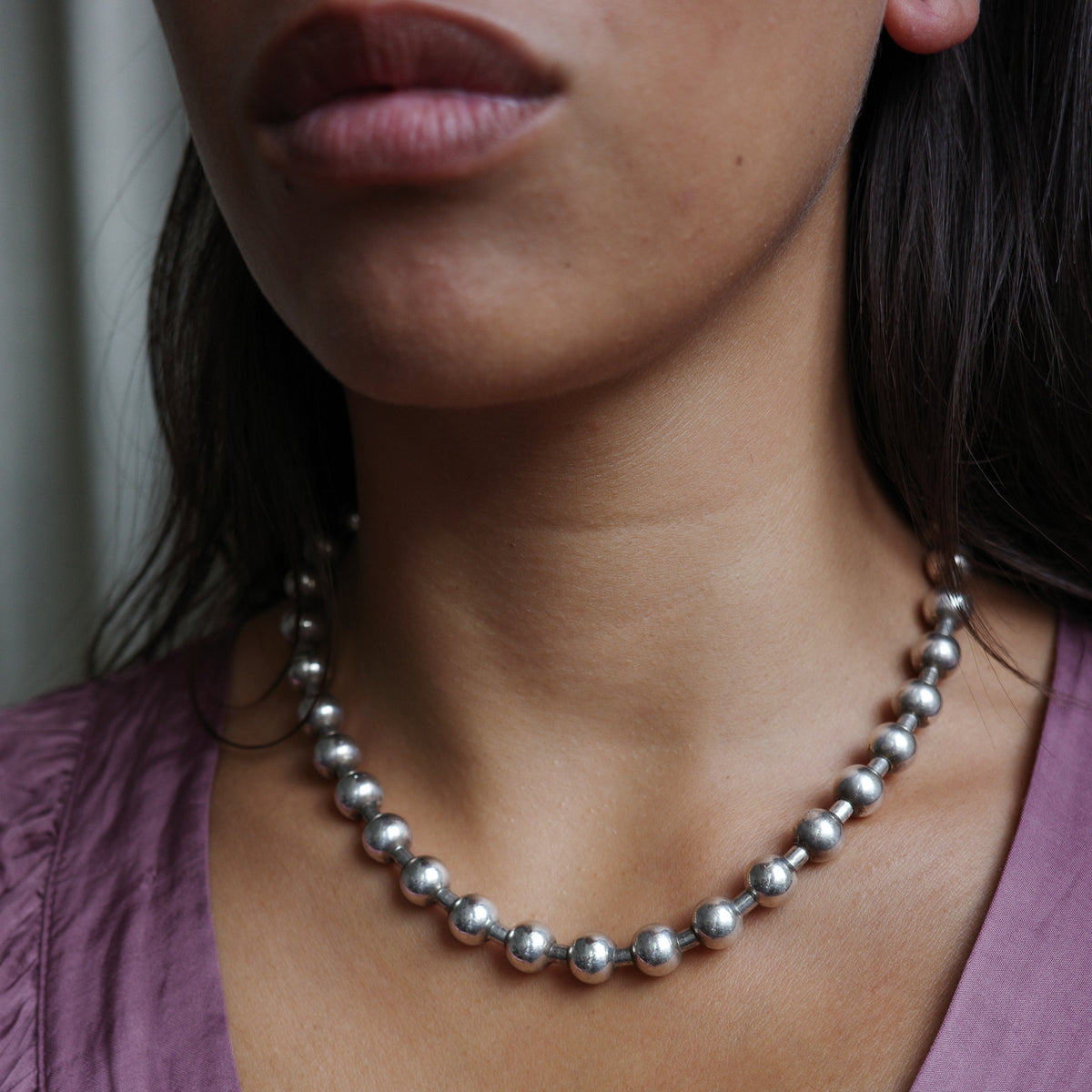 Heavy weight sphere necklace