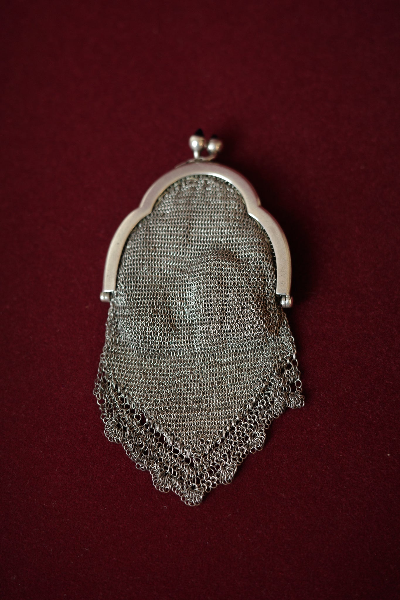 1930s silver mesh purse pendant