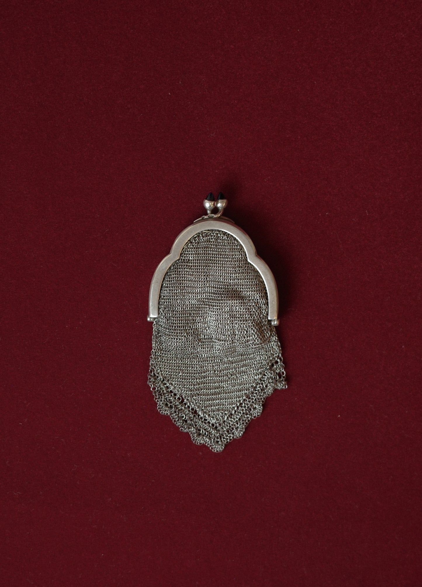 1930s silver mesh purse pendant
