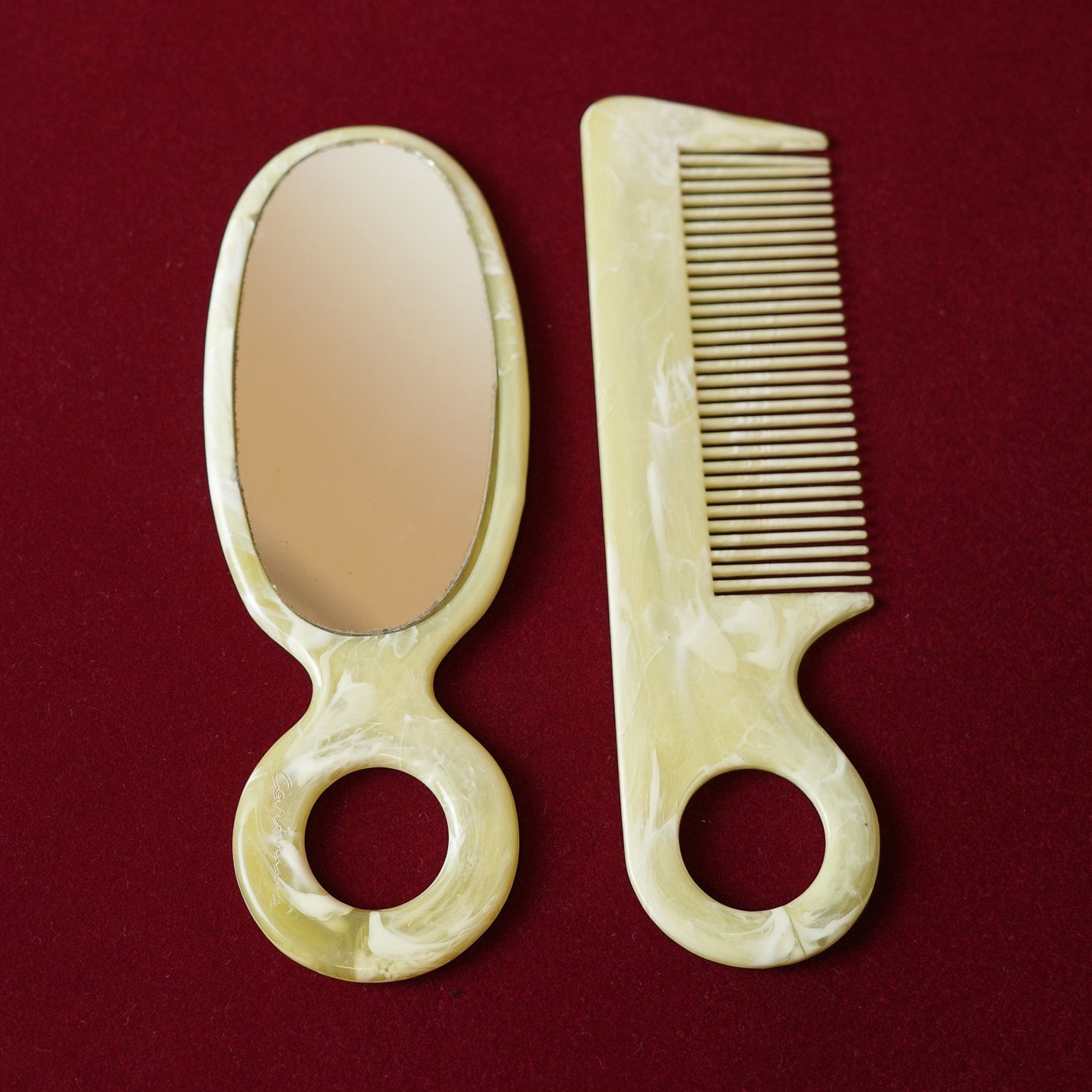 Vintage Comb & Mirror Set (ca. 1950s–1970s)